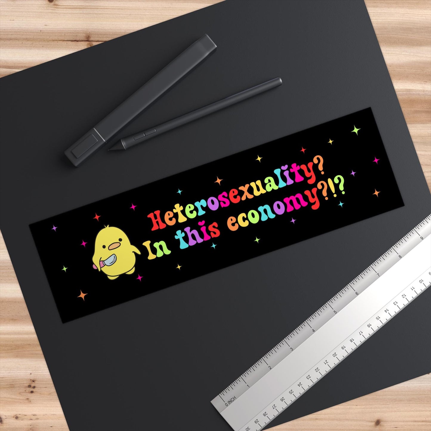 Heterosexuality In This Economy Car Magnet or Bumper Sticker, Pride LGBTQ+ Decal, Lesbian Gift, Peace Gay Gen Z Meme, Cute Pride Month Gift