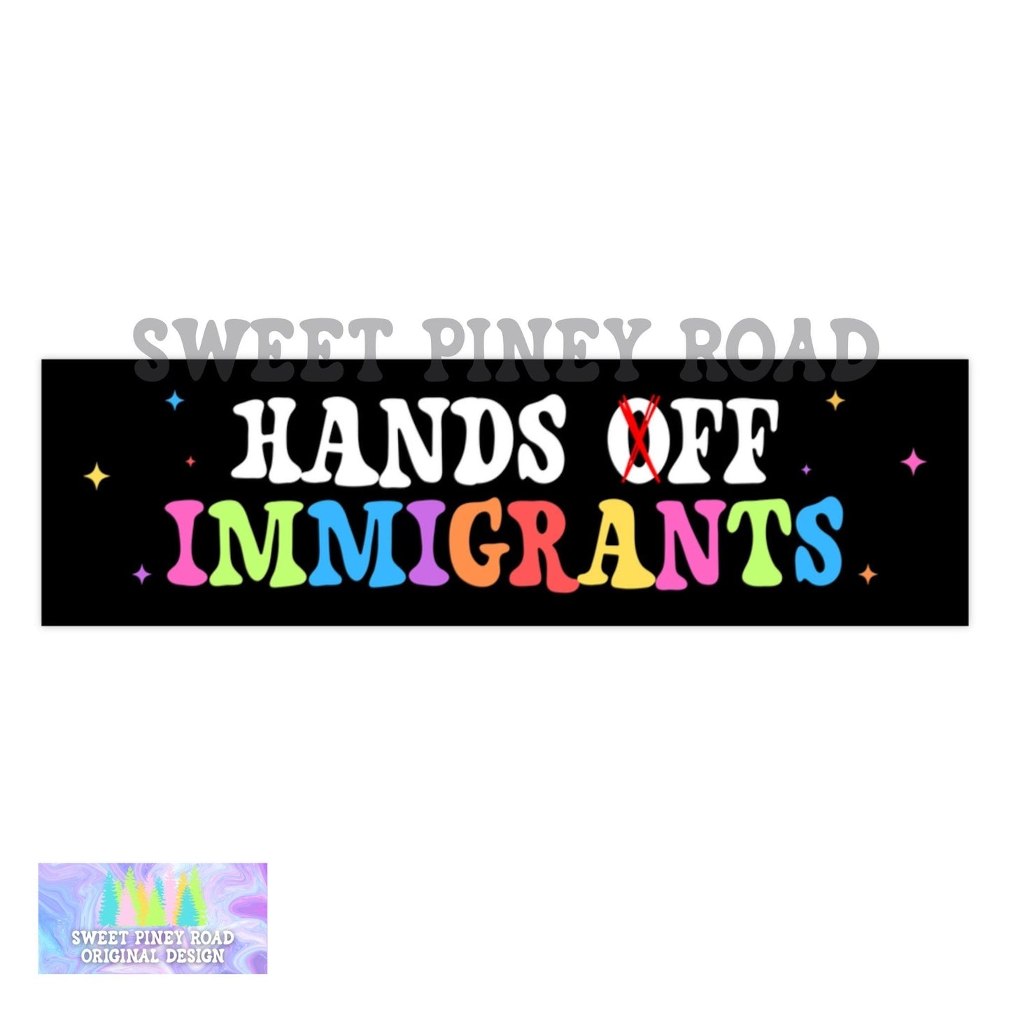 Hands Off Immigrants Car Magnet/Bumper Sticker, Anti Trump Human Rights, Hands Off Our Democracy, Protest Decal, Resist Political Activism