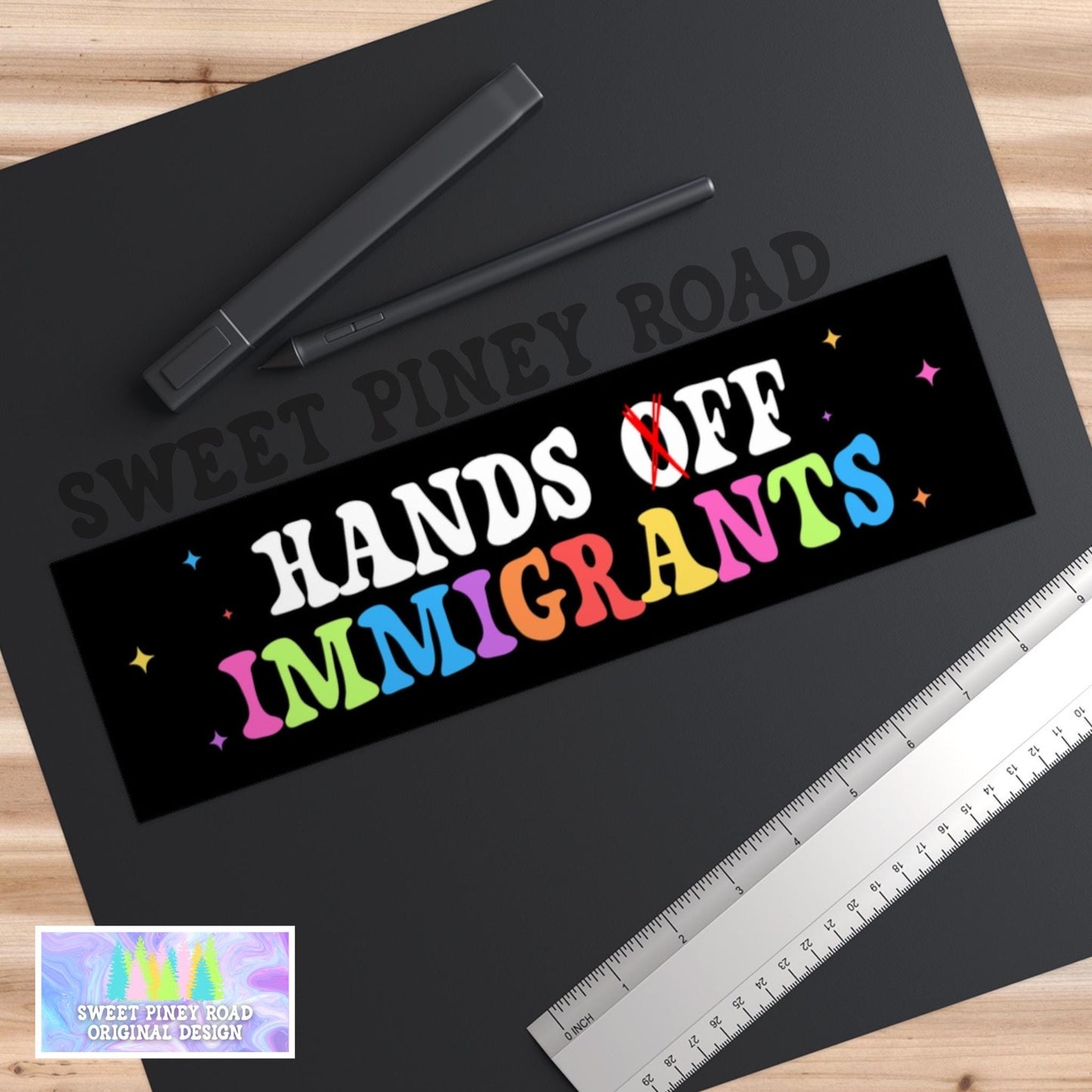 Hands Off Immigrants Car Magnet/Bumper Sticker, Anti Trump Human Rights, Hands Off Our Democracy, Protest Decal, Resist Political Activism