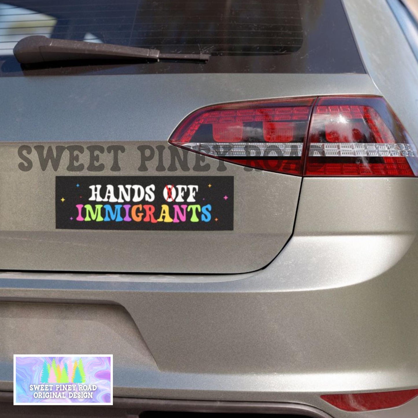 Hands Off Immigrants Car Magnet/Bumper Sticker, Anti Trump Human Rights, Hands Off Our Democracy, Protest Decal, Resist Political Activism