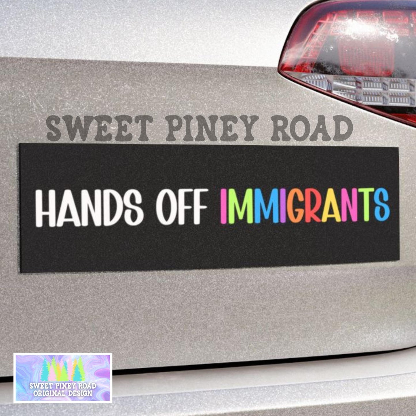 Hands Off Immigrants Car Magnet/Bumper Sticker, Anti Trump Human Rights, Hands Off Our Democracy, Protest Decal, Resist Political Activism