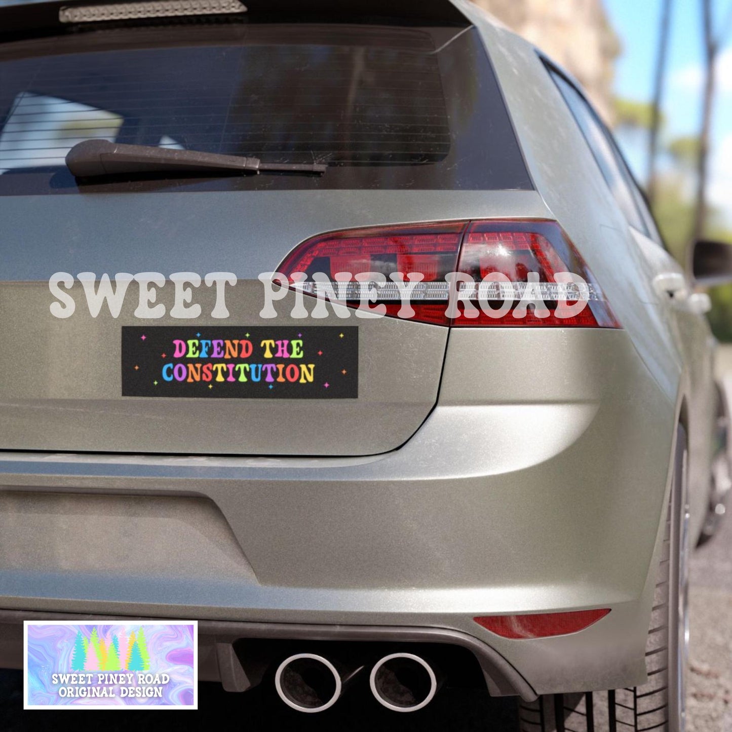 Defend the Constitution Rainbow Car Magnet/Bumper Sticker, Pro-Democracy LGBTQIA+, Patriotic Peaceful Resistance, Equality Gift For Democrat