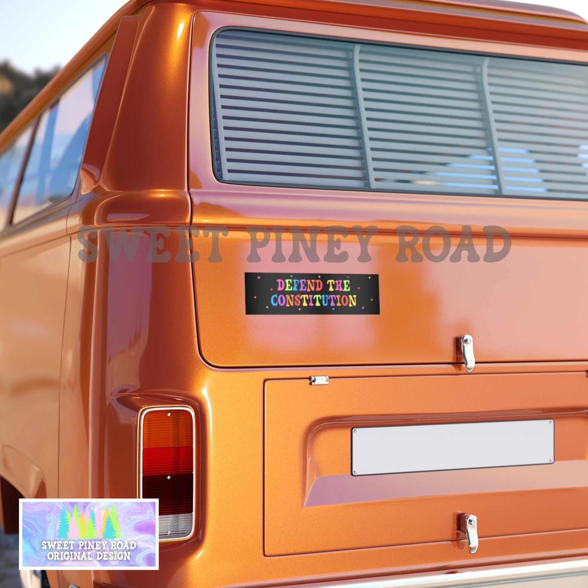 Defend the Constitution Rainbow Car Magnet/Bumper Sticker, Pro-Democracy LGBTQIA+, Patriotic Peaceful Resistance, Equality Gift For Democrat