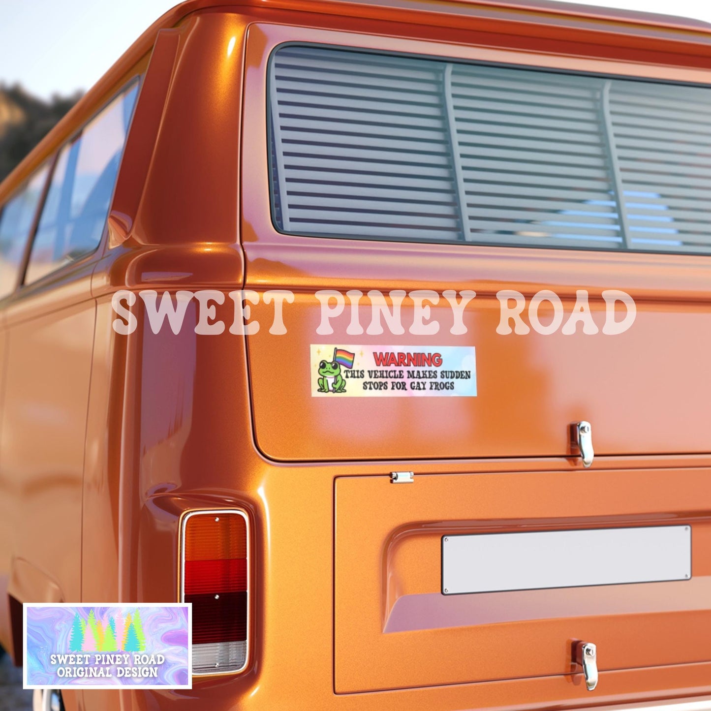 Warning Sudden Stops Gay Frogs Car Magnet/Bumper Sticker, LGBTQIA+ Humor Gift, Pride Month Accessory, Brake for Critters, Cute Rainbow Decal