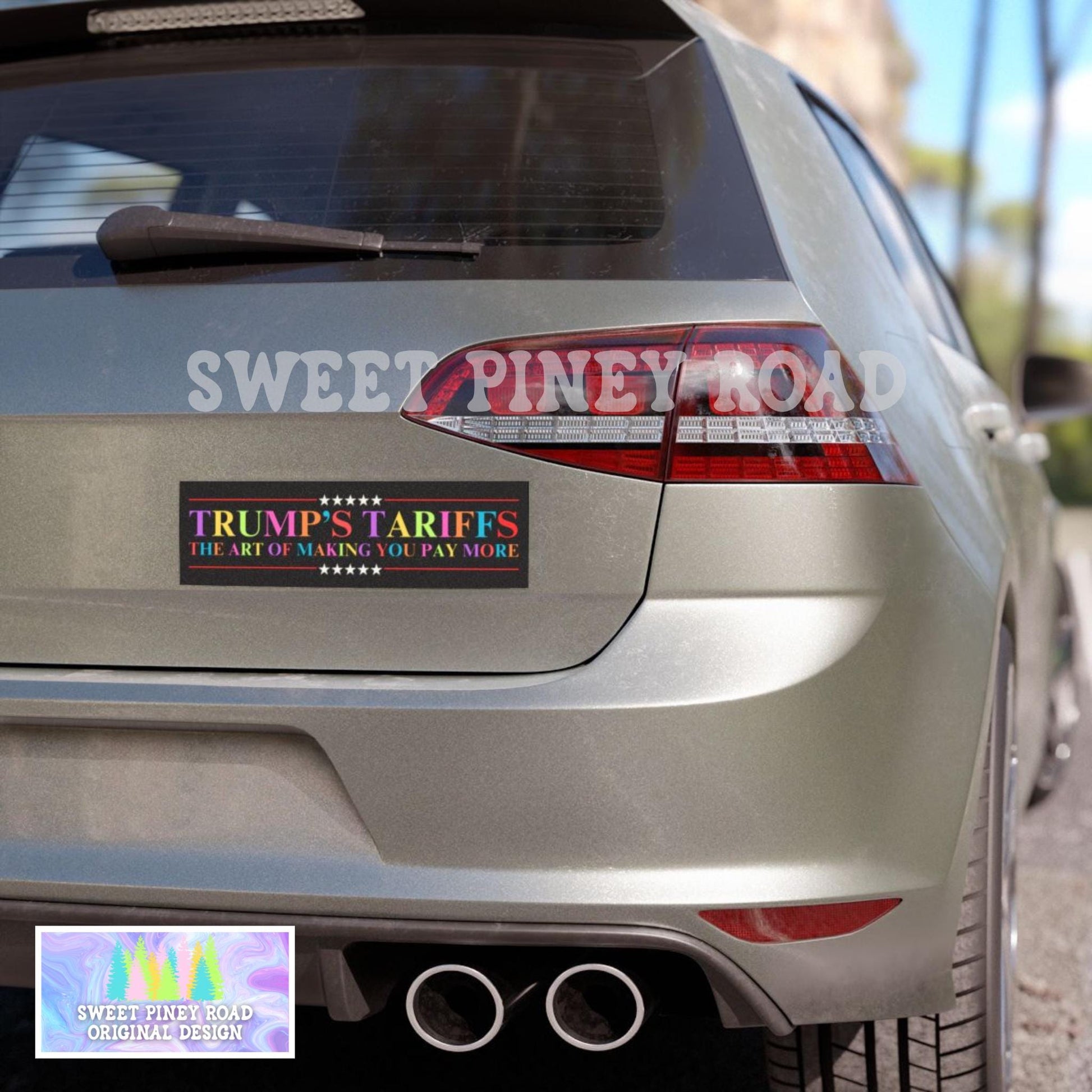 Trumps Tariffs Pay More Car Magnet or Bumper Sticker, Anti Trump Decal, Political Protest Stickers Resist, Americas Hitler, LGBTQ+ Rainbow