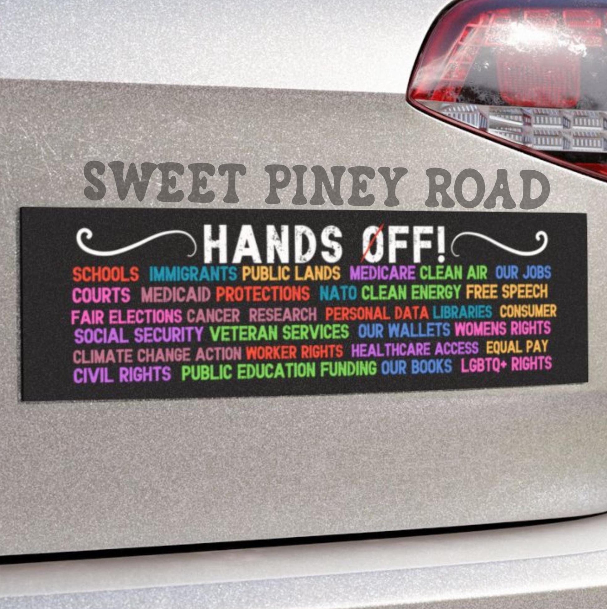 Hands Off Car Magnet, Political Bumper Sticker, Protest Sticker, Liberal Car Magnet, Democrat Car Decal, Anti Fascism Stickers, Human Rights
