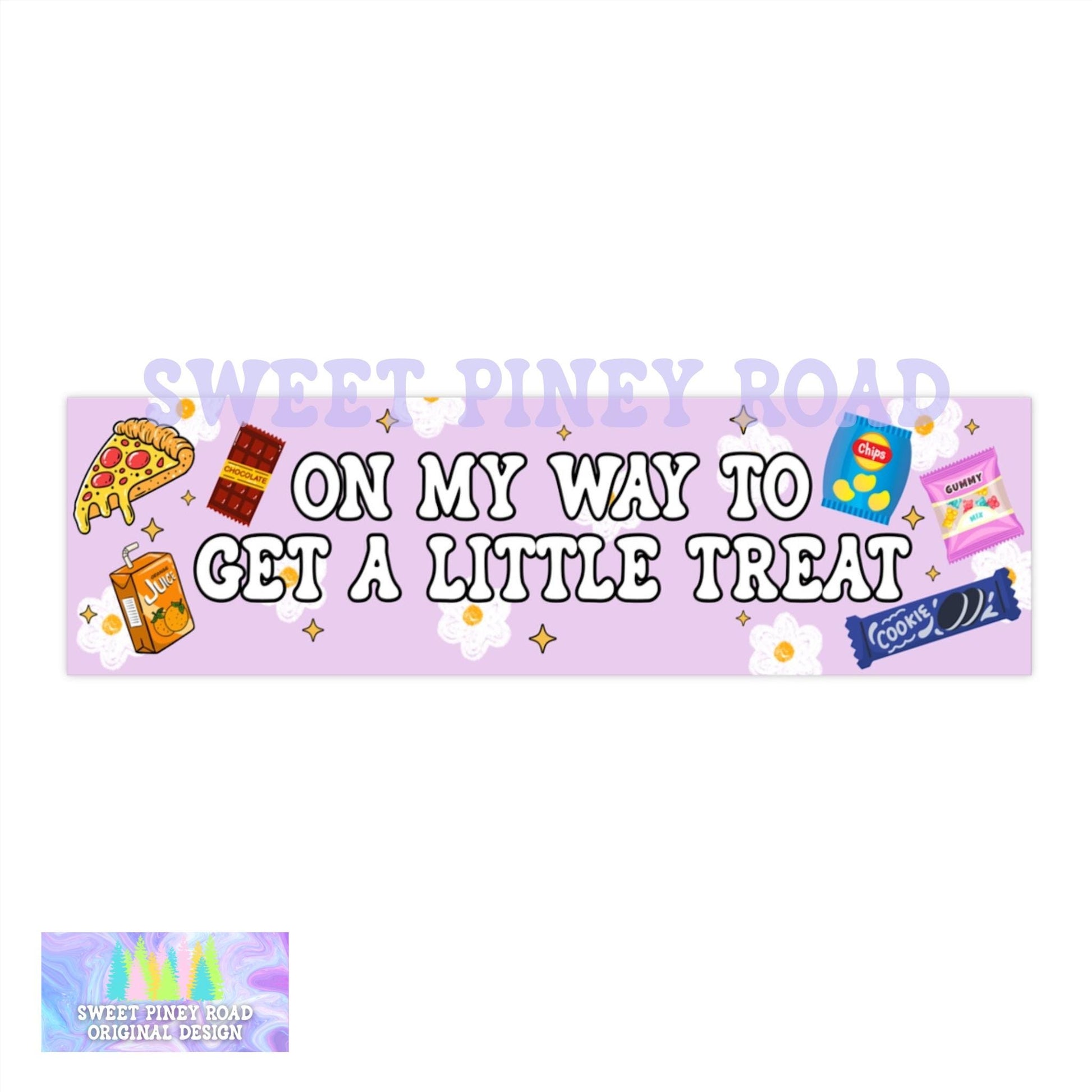 A Little Treat Car Magnet, Funny Gen Z Meme Bumper Sticker, Gift For Friend, Snacks Pizza Chips Decal, Cute Kawaii Food Lover Waterproof