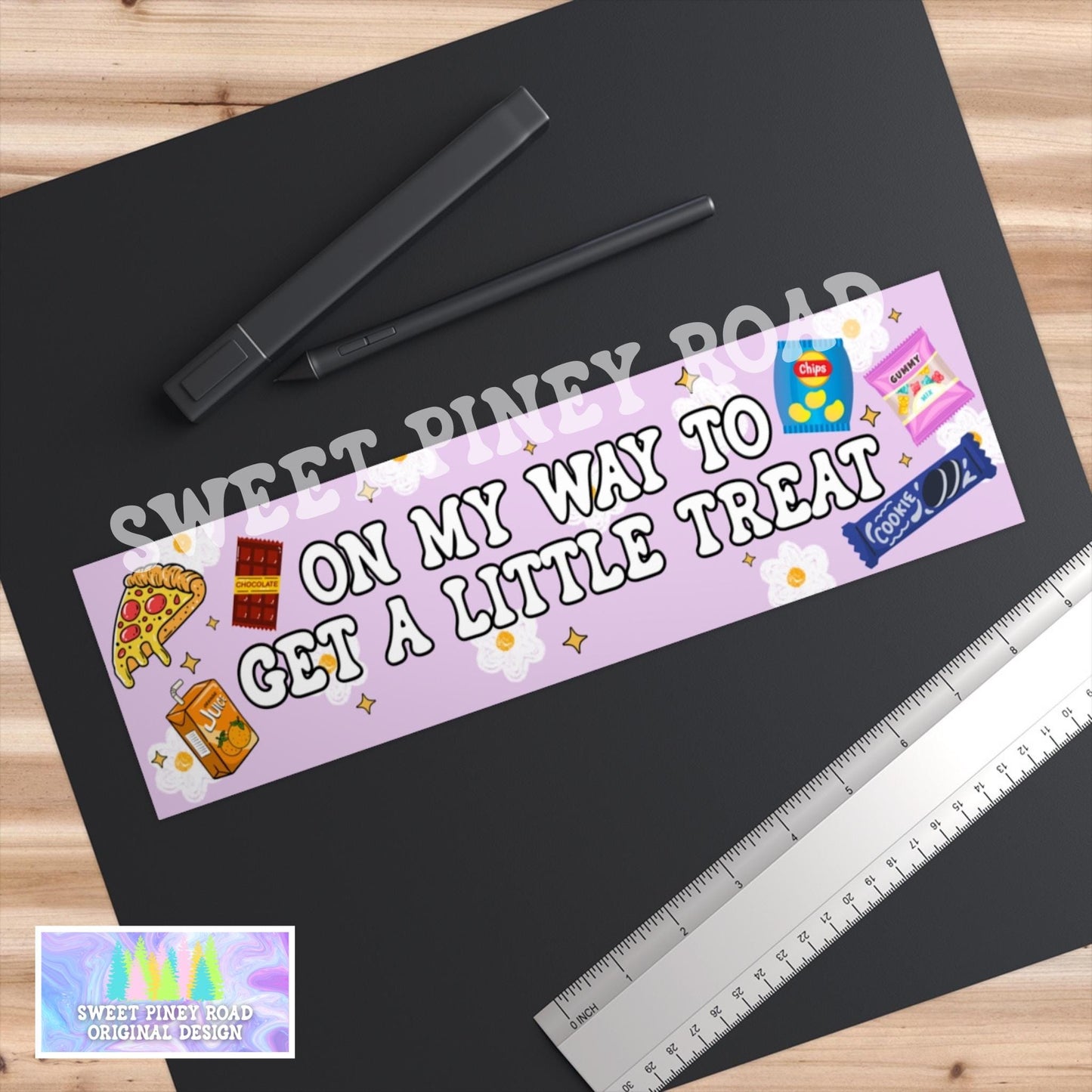 A Little Treat Car Magnet, Funny Gen Z Meme Bumper Sticker, Gift For Friend, Snacks Pizza Chips Decal, Cute Kawaii Food Lover Waterproof