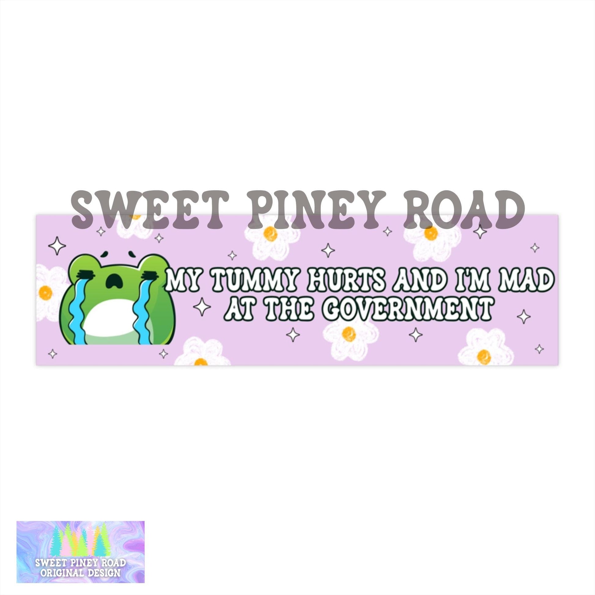 My Tummy Hurts And I’m Mad At The Government Crying Frog Car Magnet, Cute Flower Bumper Sticker, Funny Meme Sarcastic Car Decal, Anti Trump