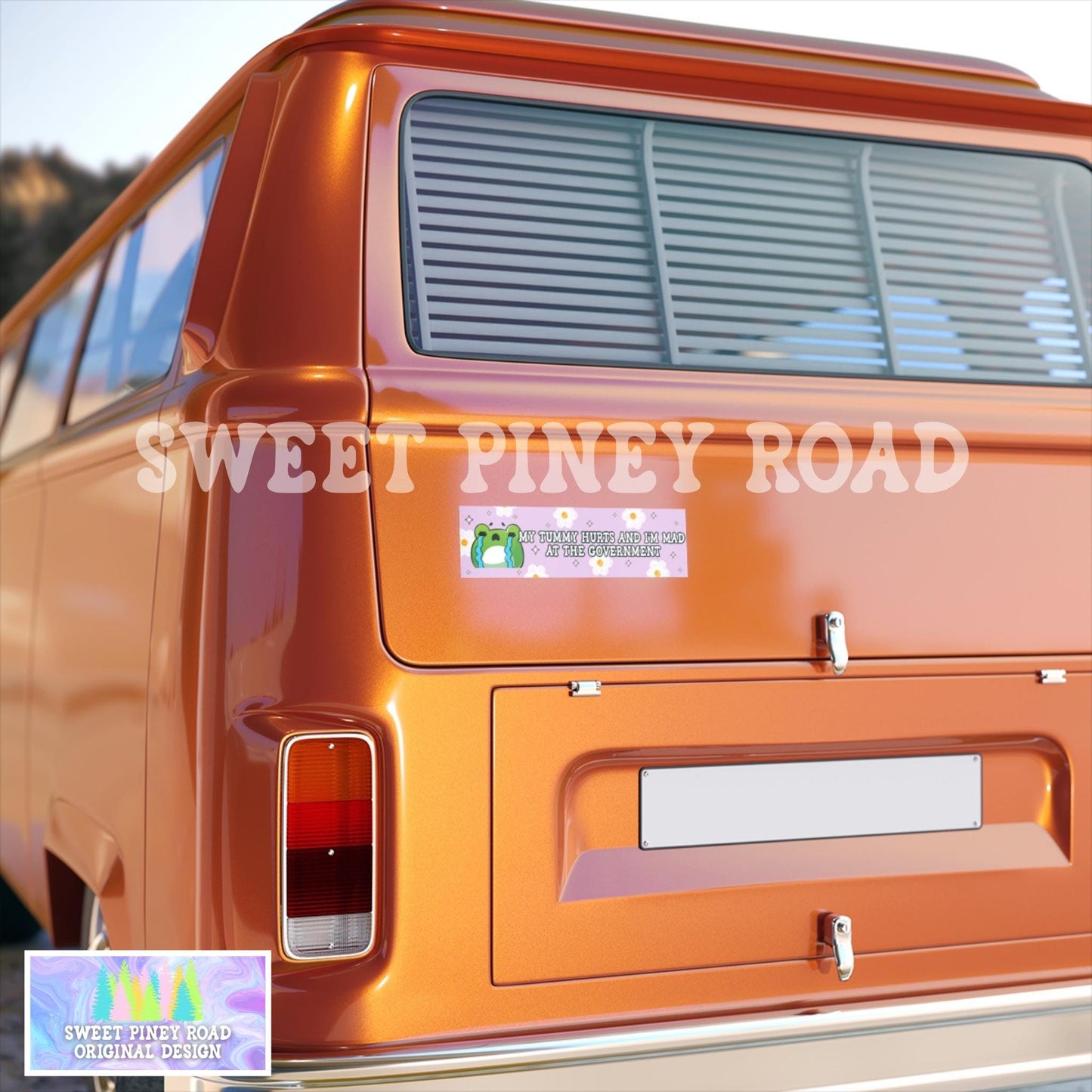 My Tummy Hurts And I’m Mad At The Government Crying Frog Car Magnet, Cute Flower Bumper Sticker, Funny Meme Sarcastic Car Decal, Anti Trump