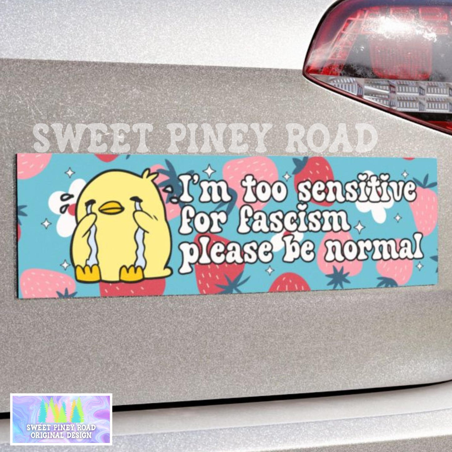 Too Sensitive For Fascism Car Magnet, Subtle Anti Trump Bumper Sticker, Girly Political Floral Liberal Leftist Feminist, Social Justice 8647