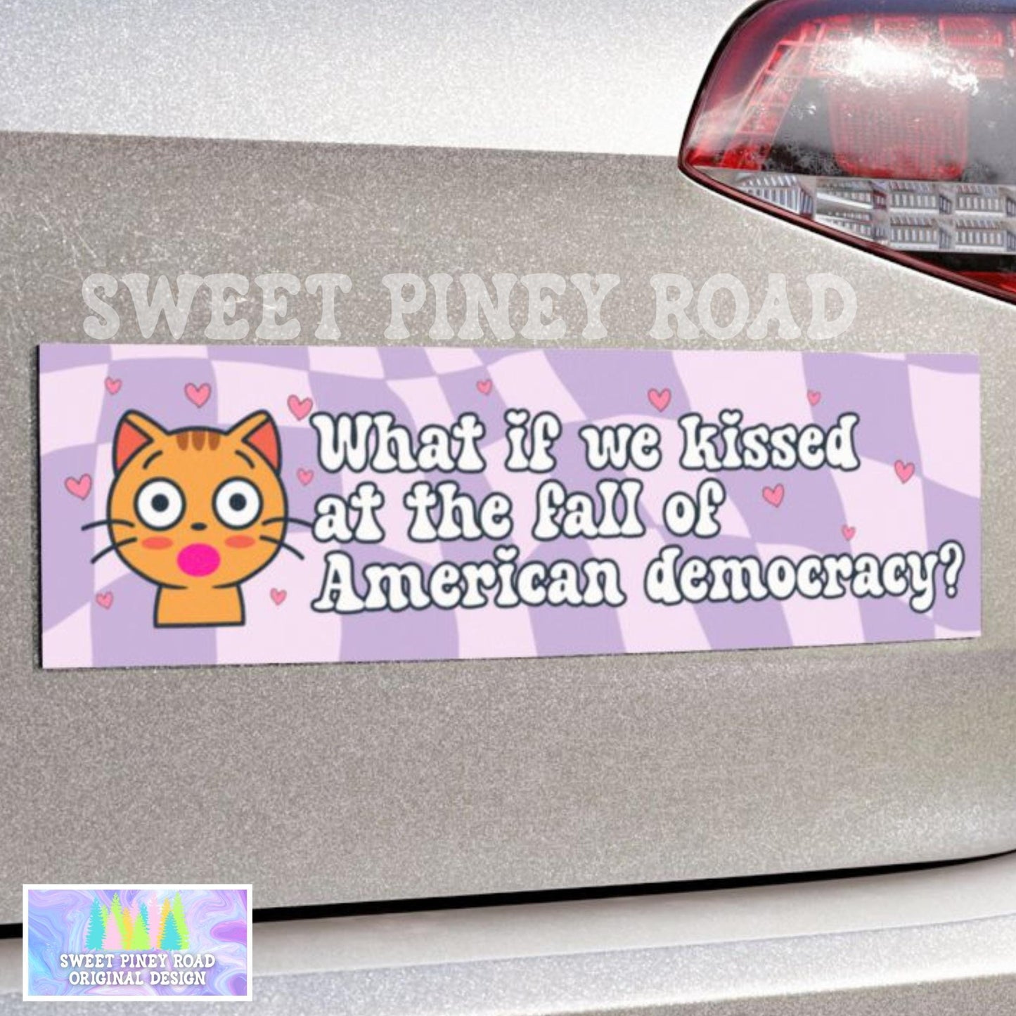 American Democracy Anti Trump Sticker/Car Magnet, Subtle 8647 Girly Political Gift, Liberal Leftist Feminist, Social Justice, Human Rights