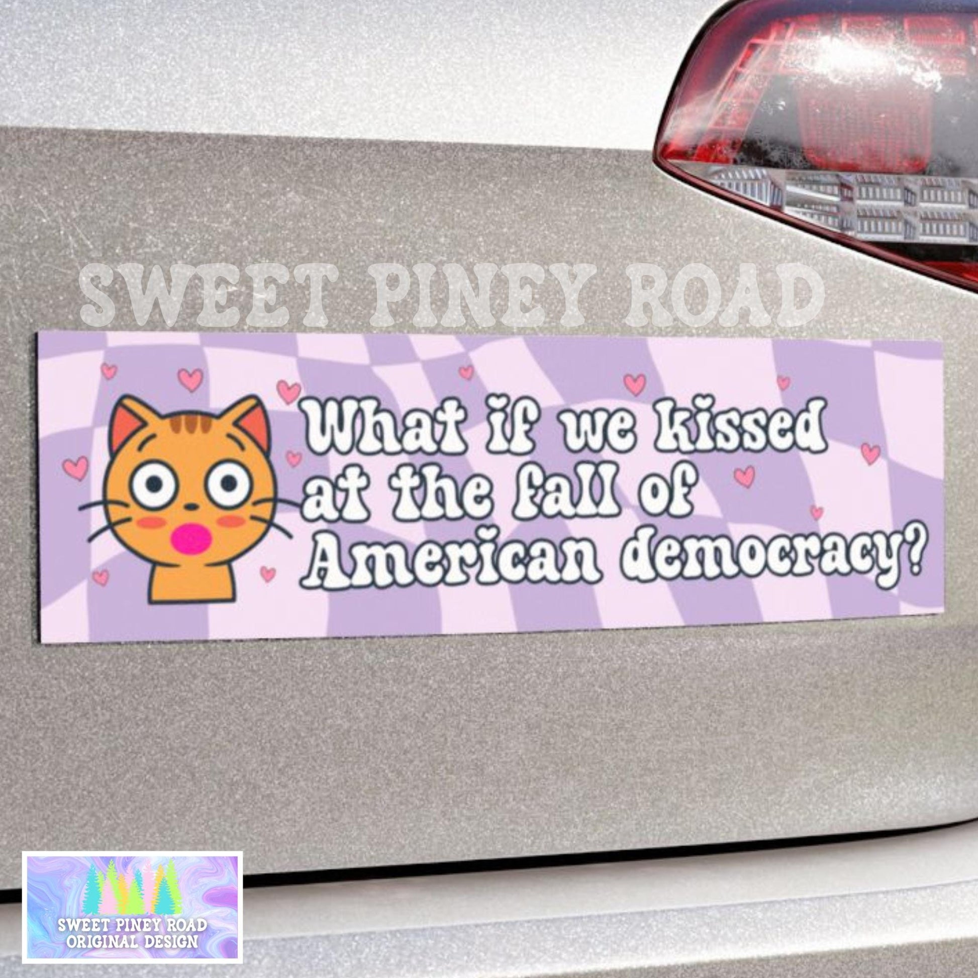 American Democracy Anti Trump Sticker/Car Magnet, Subtle 8647 Girly Political Gift, Liberal Leftist Feminist, Social Justice, Human Rights
