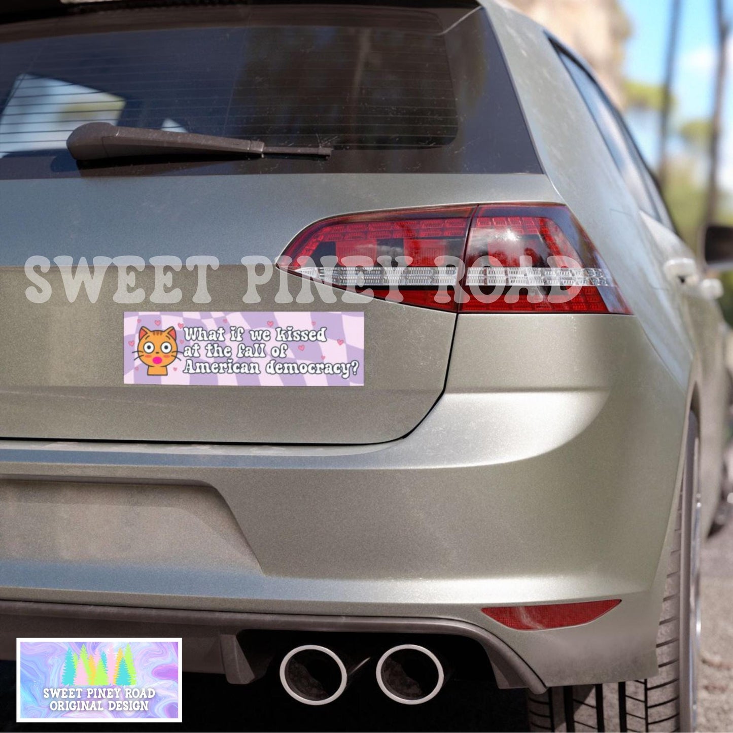 American Democracy Anti Trump Sticker/Car Magnet, Subtle 8647 Girly Political Gift, Liberal Leftist Feminist, Social Justice, Human Rights