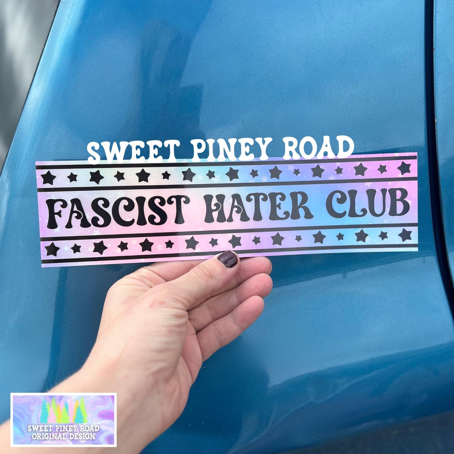 Fascist Hater Club Holographic Bumper Sticker, Anti Trump Car Magnet, Resist Protest Decal, Eat The Rich, Foxtrot Delta Tango, FDT Anti MAGA