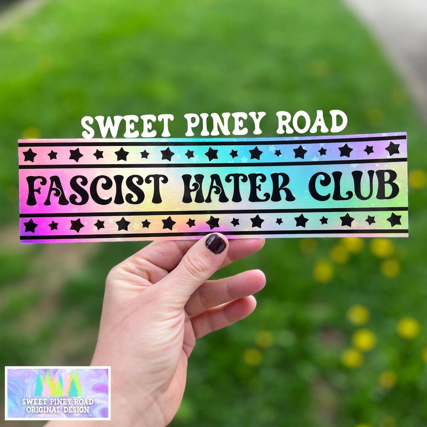 Fascist Hater Club Holographic Bumper Sticker, Anti Trump Car Magnet, Resist Protest Decal, Eat The Rich, Foxtrot Delta Tango, FDT Anti MAGA