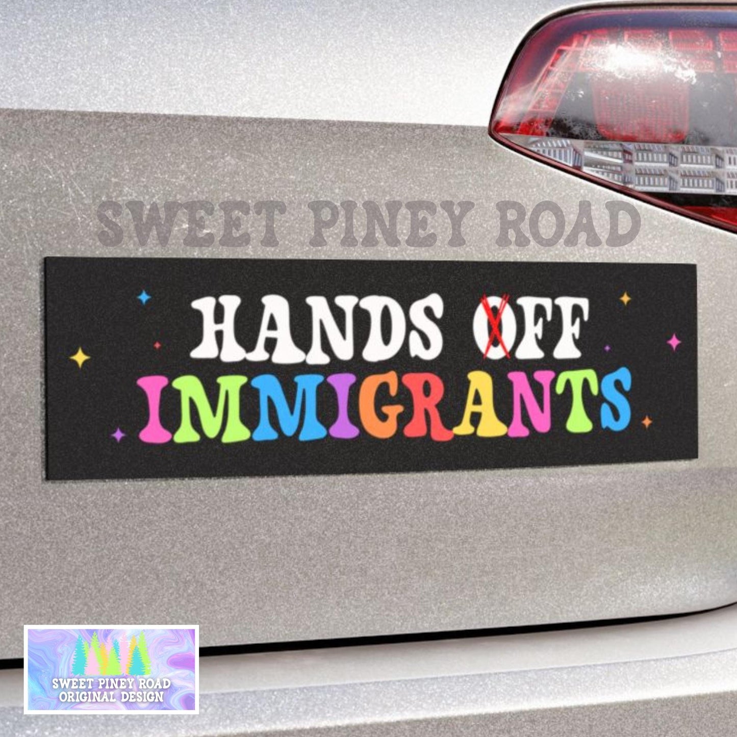 Hands Off Immigrants Car Magnet/Bumper Sticker, Anti Trump Human Rights, Hands Off Our Democracy, Protest Decal, Resist Political Activism