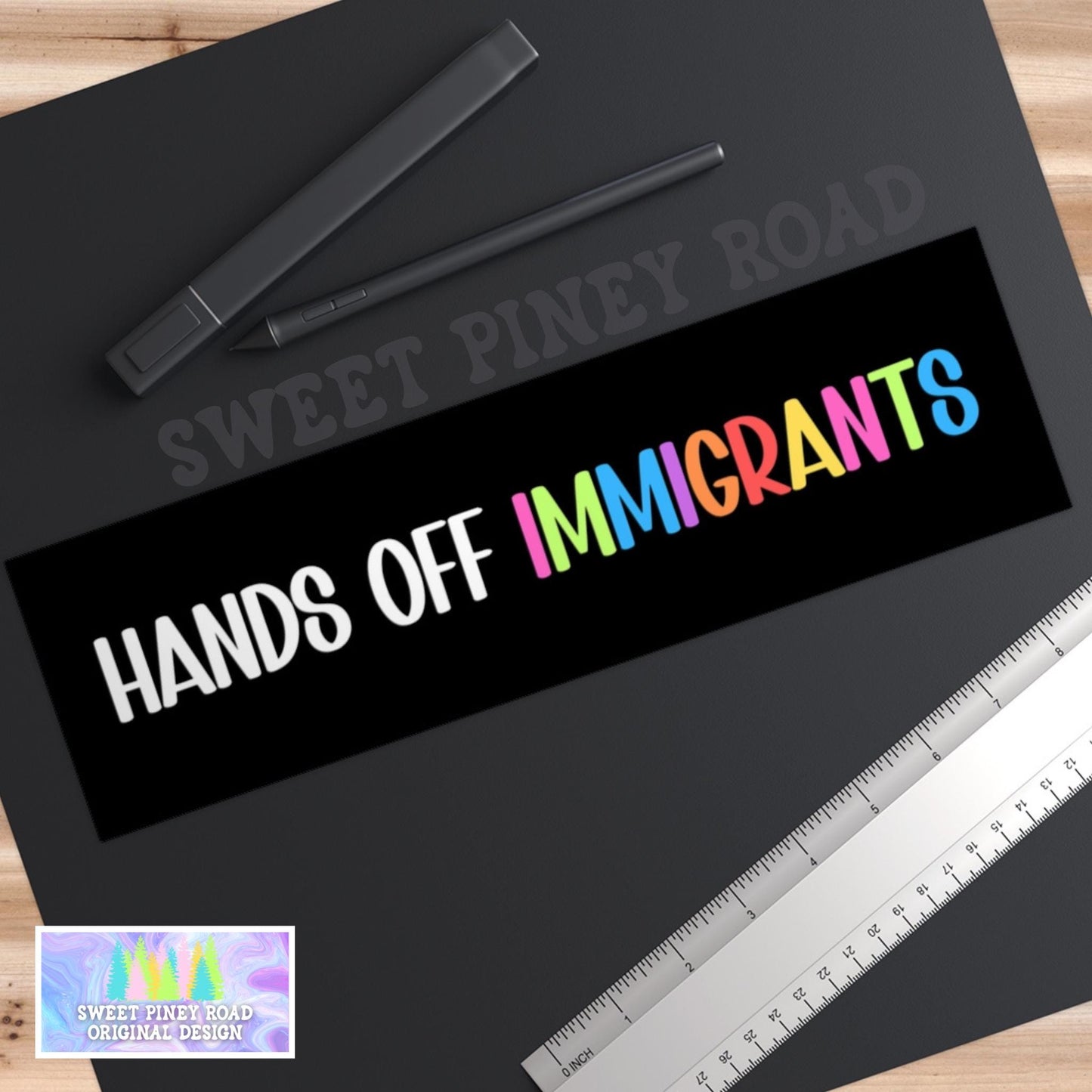 Hands Off Immigrants Car Magnet/Bumper Sticker, Anti Trump Human Rights, Hands Off Our Democracy, Protest Decal, Resist Political Activism