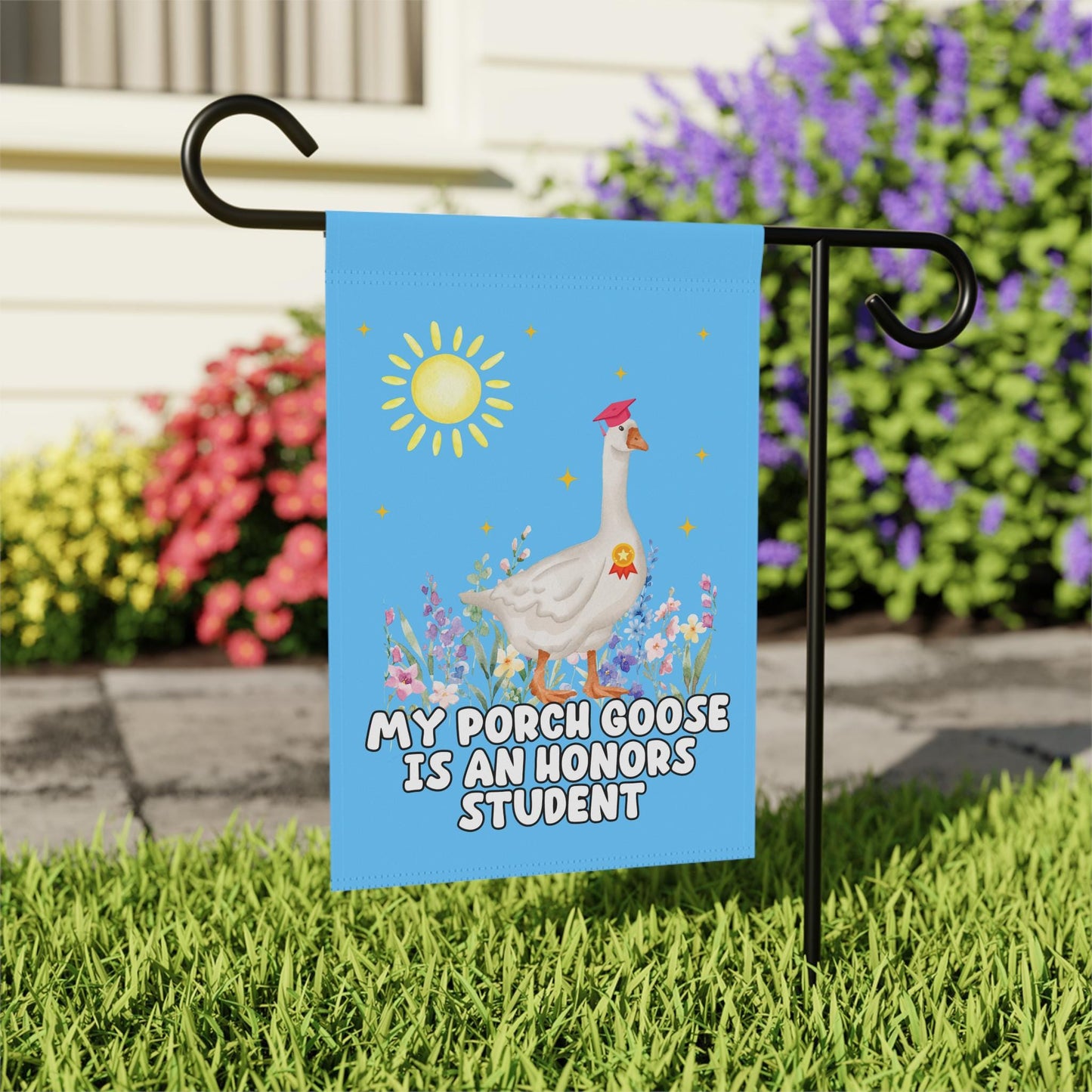 Porch Goose Honors Student Yard Flag, Cute Animal Sign, Silly Honk Humor Garden Flag, Goose Gift For Friend, My Porch Goose Decor, Critters