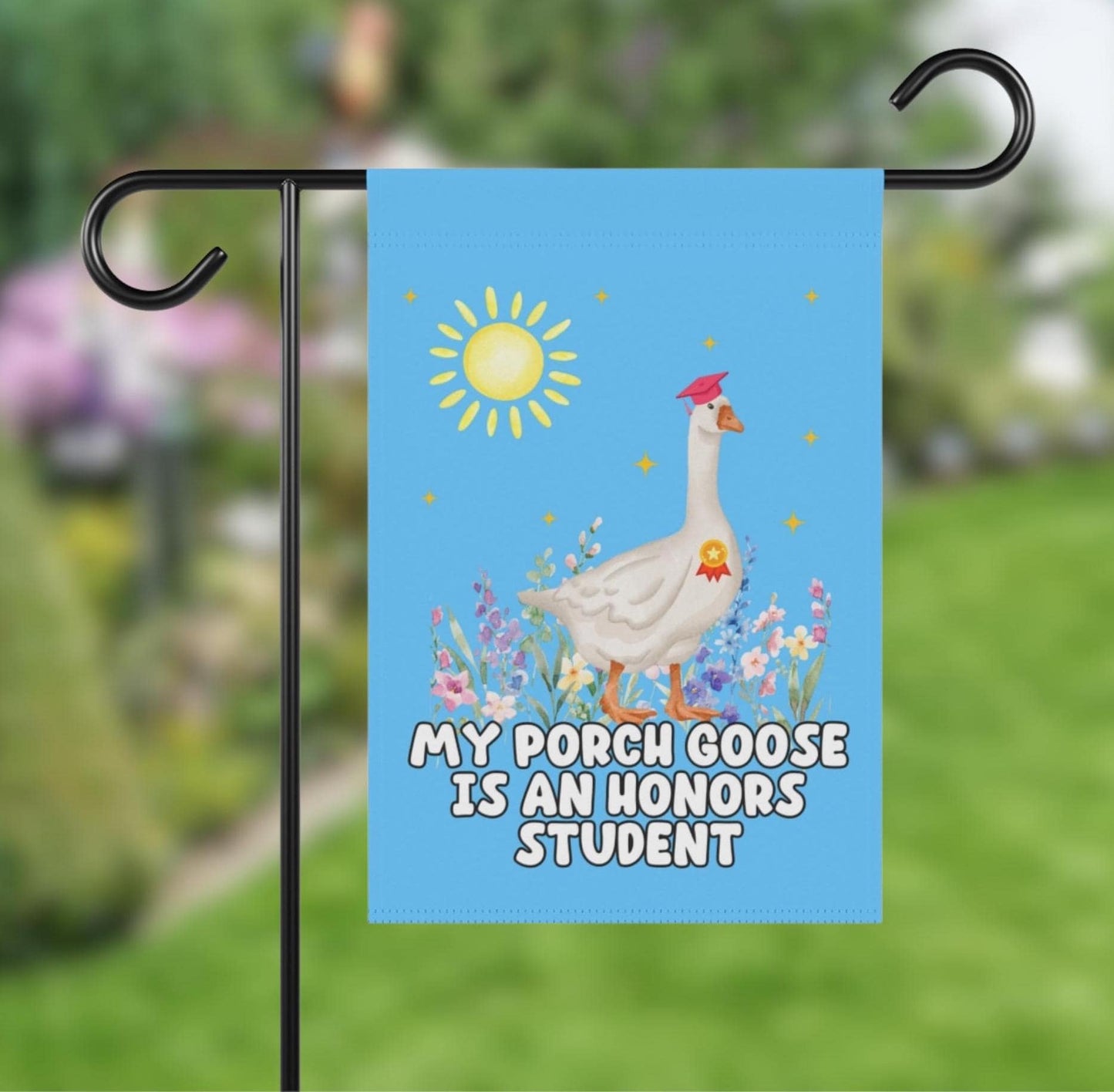 Porch Goose Honors Student Yard Flag, Cute Animal Sign, Silly Honk Humor Garden Flag, Goose Gift For Friend, My Porch Goose Decor, Critters