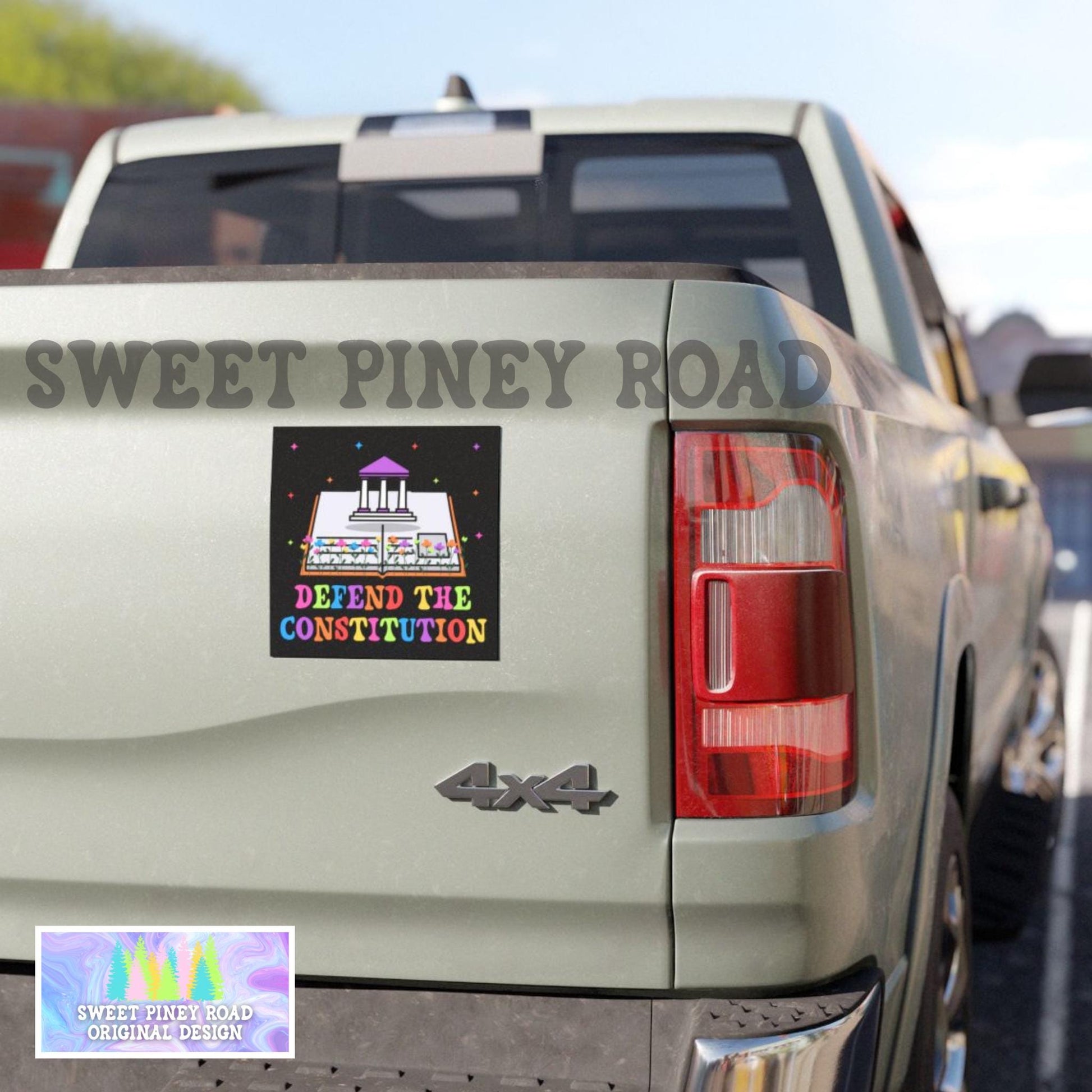 Rainbow Flower Defend the Constitution Car Magnet, Pro-Democracy LGBTQIA+ Pride, Patriotic Peaceful Resistance, Equality Gift For Democrat
