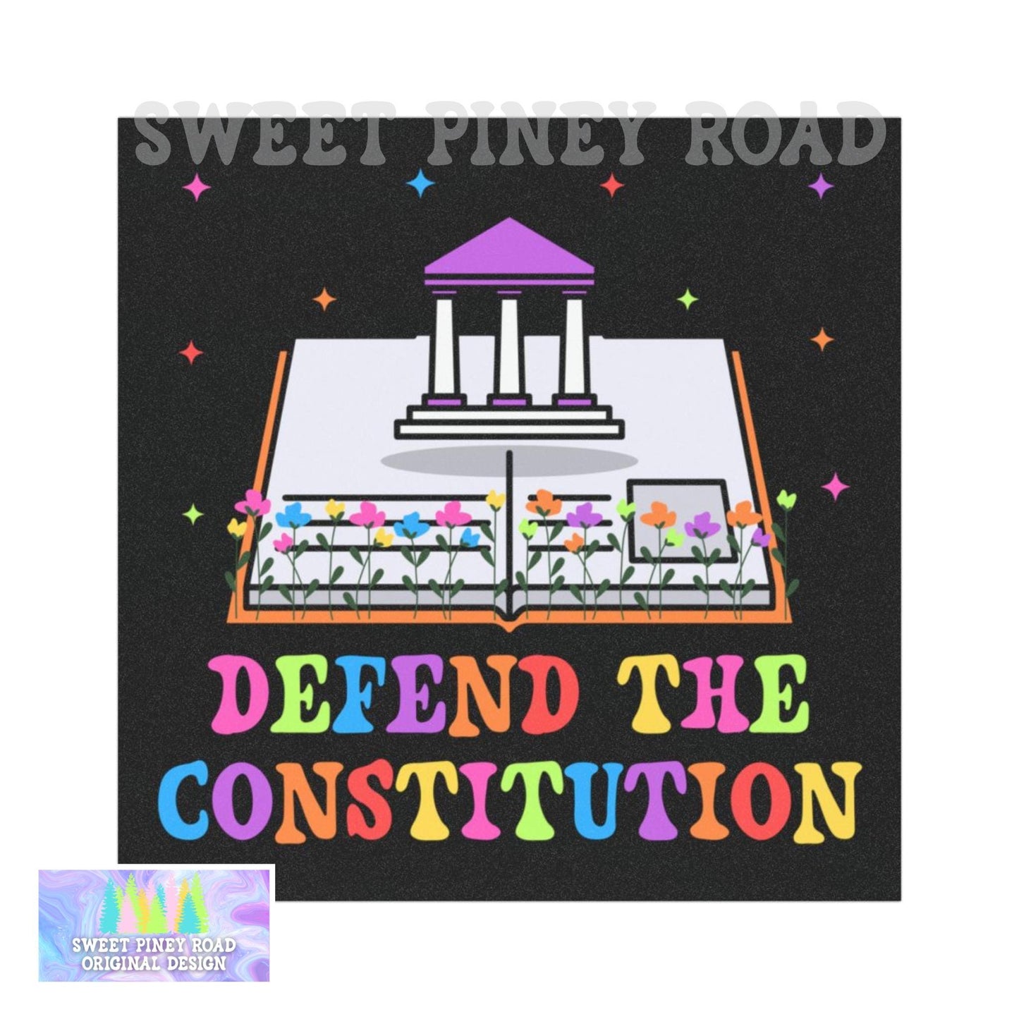 Rainbow Flower Defend the Constitution Car Magnet, Pro-Democracy LGBTQIA+ Pride, Patriotic Peaceful Resistance, Equality Gift For Democrat