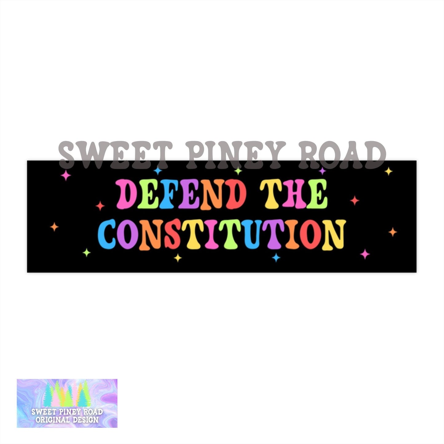 Defend the Constitution Rainbow Car Magnet/Bumper Sticker, Pro-Democracy LGBTQIA+, Patriotic Peaceful Resistance, Equality Gift For Democrat
