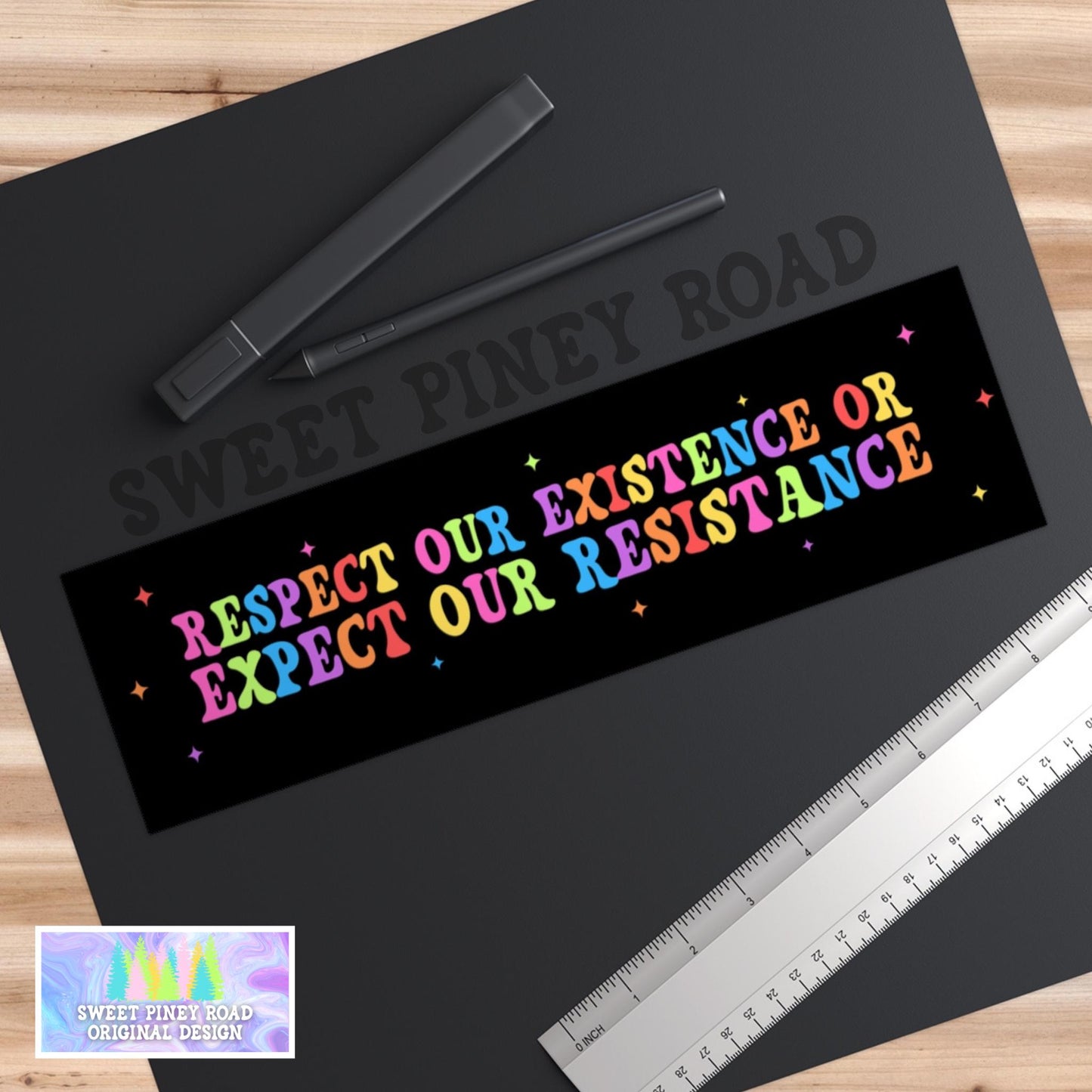 Respect Our Existend Or Expect Our Resistance Car Magnet/Bumper Sticker, LGBTQIA+ Gay Rights, Rainbow Pride Protest Cute Hands Off Inclusion
