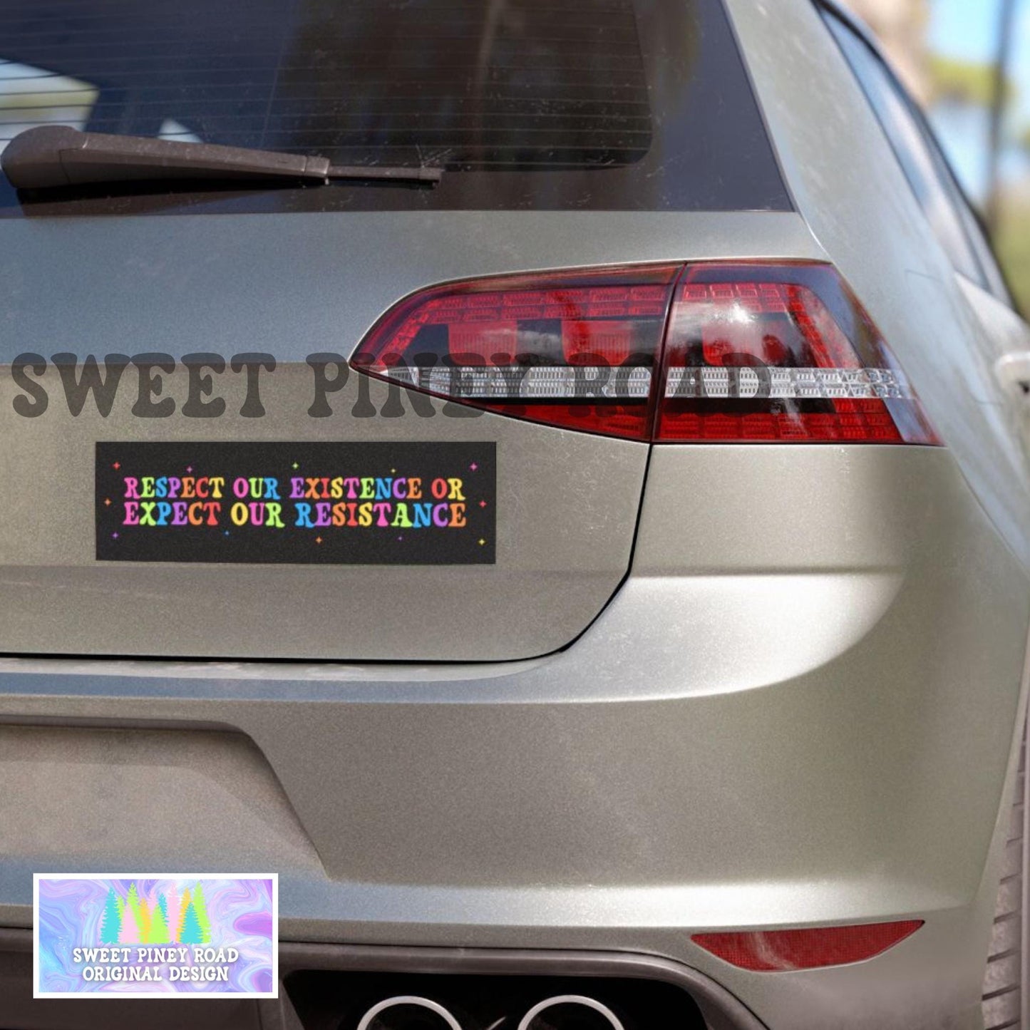 Respect Our Existend Or Expect Our Resistance Car Magnet/Bumper Sticker, LGBTQIA+ Gay Rights, Rainbow Pride Protest Cute Hands Off Inclusion
