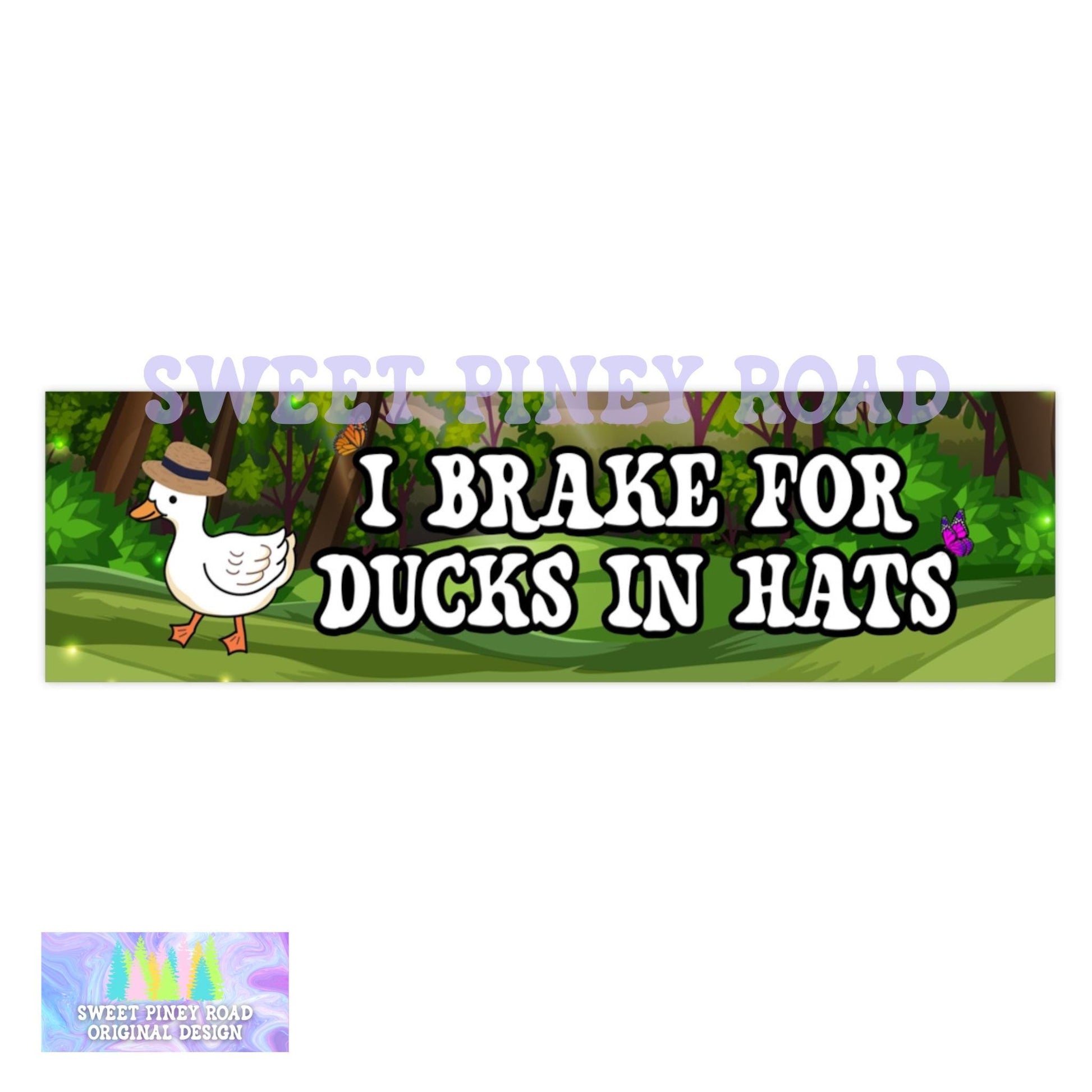I Brake For Ducks In Hats Car Magnet/Bumper Sticker, I love Critters Stickers, Animal Lover Gift For Her, Cute Funny Birds Decal Silly Goose
