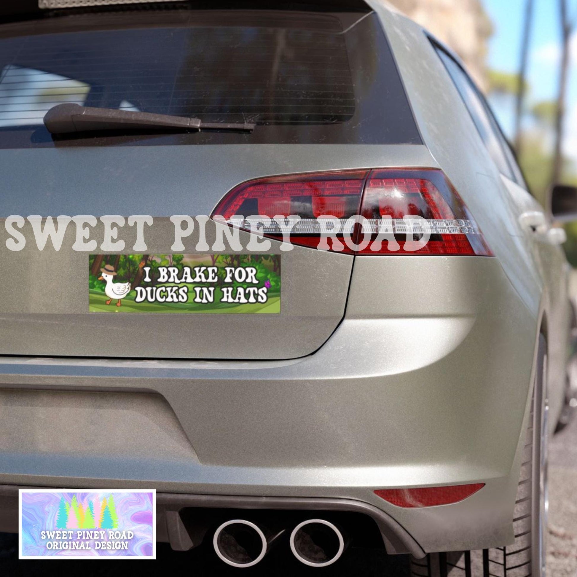 I Brake For Ducks In Hats Car Magnet/Bumper Sticker, I love Critters Stickers, Animal Lover Gift For Her, Cute Funny Birds Decal Silly Goose