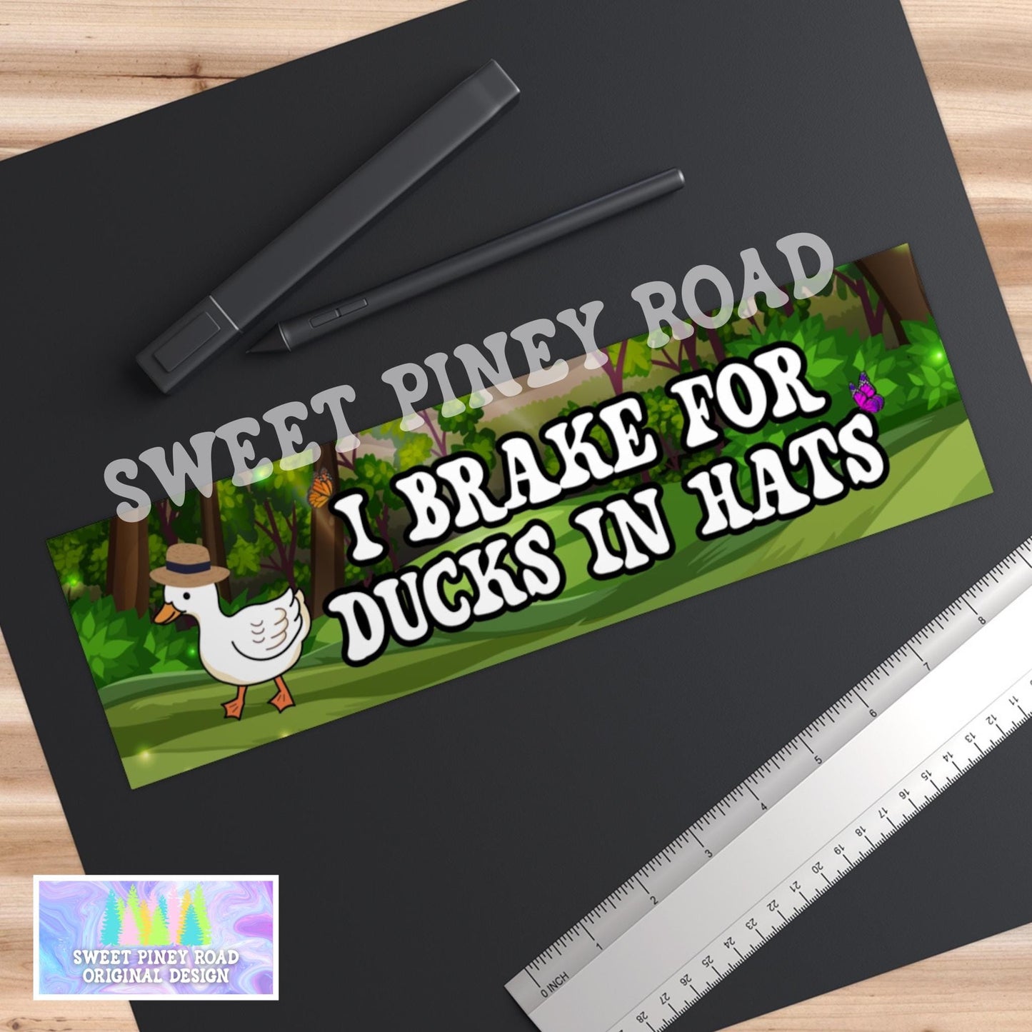 I Brake For Ducks In Hats Car Magnet/Bumper Sticker, I love Critters Stickers, Animal Lover Gift For Her, Cute Funny Birds Decal Silly Goose