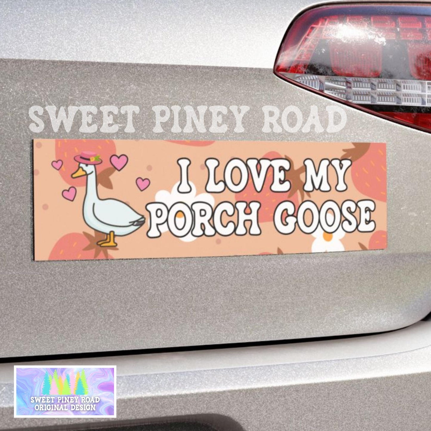 I love My Porch Goose Car Magnet or Bumper Sticker, Silly Honk Humor, Cute Animal Decal, Silly Goose Gift for Friend, Funny Critter Coquette