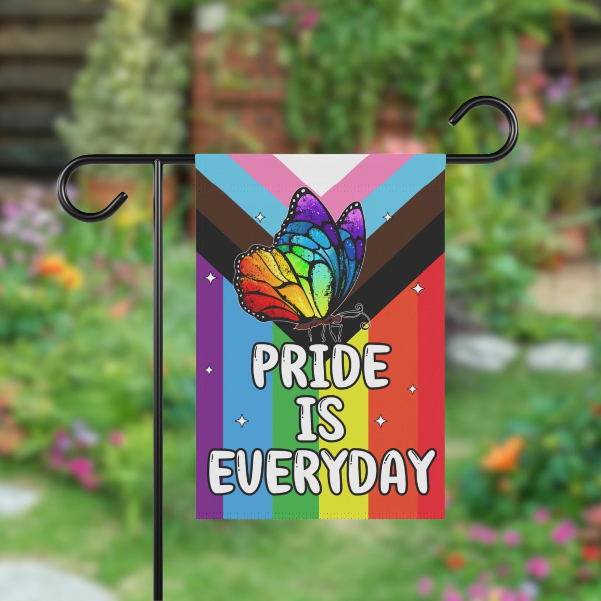 Gay Pride Is Everyday Yard Flag, Rainbow LGBTQIA+ Garden Sign, Outdoor Garden Decor Trans Rights, Cute Home Decor Butterfly Queer Pride Gift
