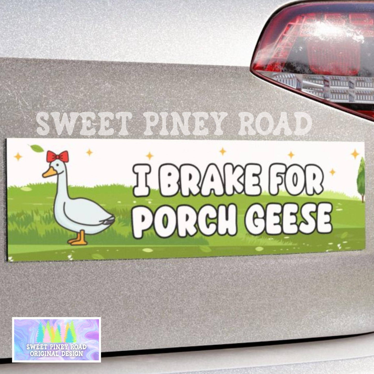 I Brake For Porch Geese Car Magnet or Bumper Sticker, Porch Goose Gift For A Friend, Brake For Critters, Silly Goose Honk Humor, Funny Decal