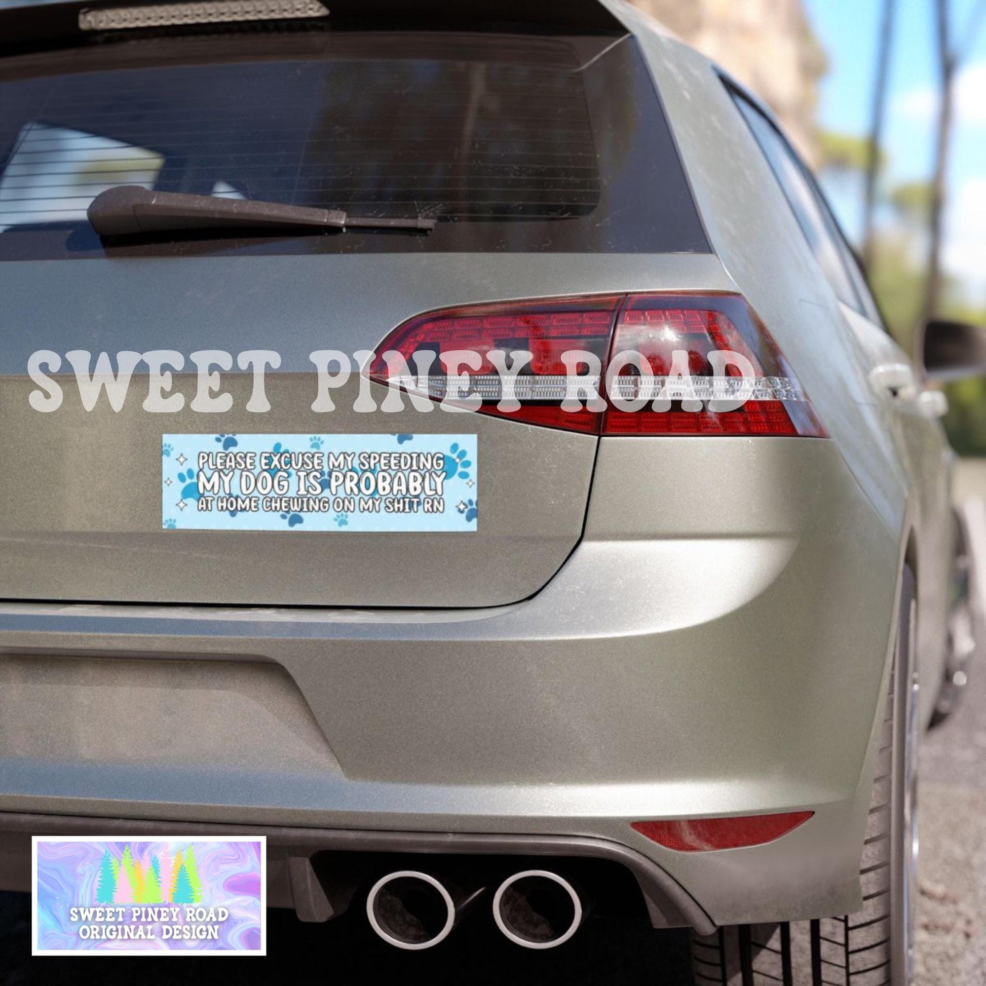 Sorry For Speeding Dog Chewing On My Stuff RN Car Magnet, Dog Lover Bumper Sticker, Puppy Owner Gift, Cute Meme Vibes Animal Lover Doggy Pup