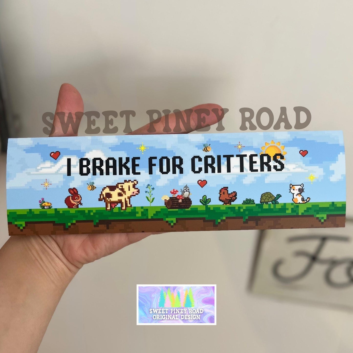 Stardew Valley Inspired, I Brake For Critters Bumper Sticker, I Brake For Animals Bumper Sticker, Weatheproof Magnet or Bumper Sticker