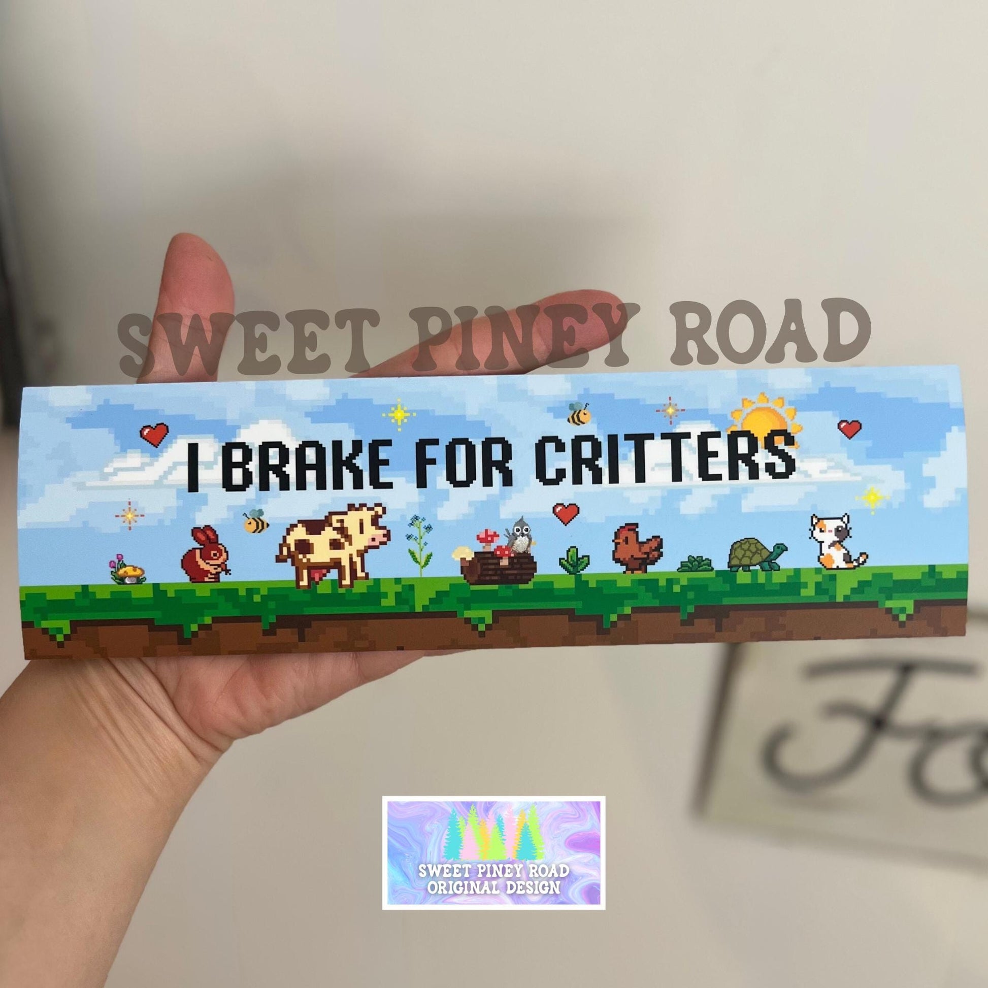 Stardew Valley Inspired, I Brake For Critters Bumper Sticker, I Brake For Animals Bumper Sticker, Weatheproof Magnet or Bumper Sticker