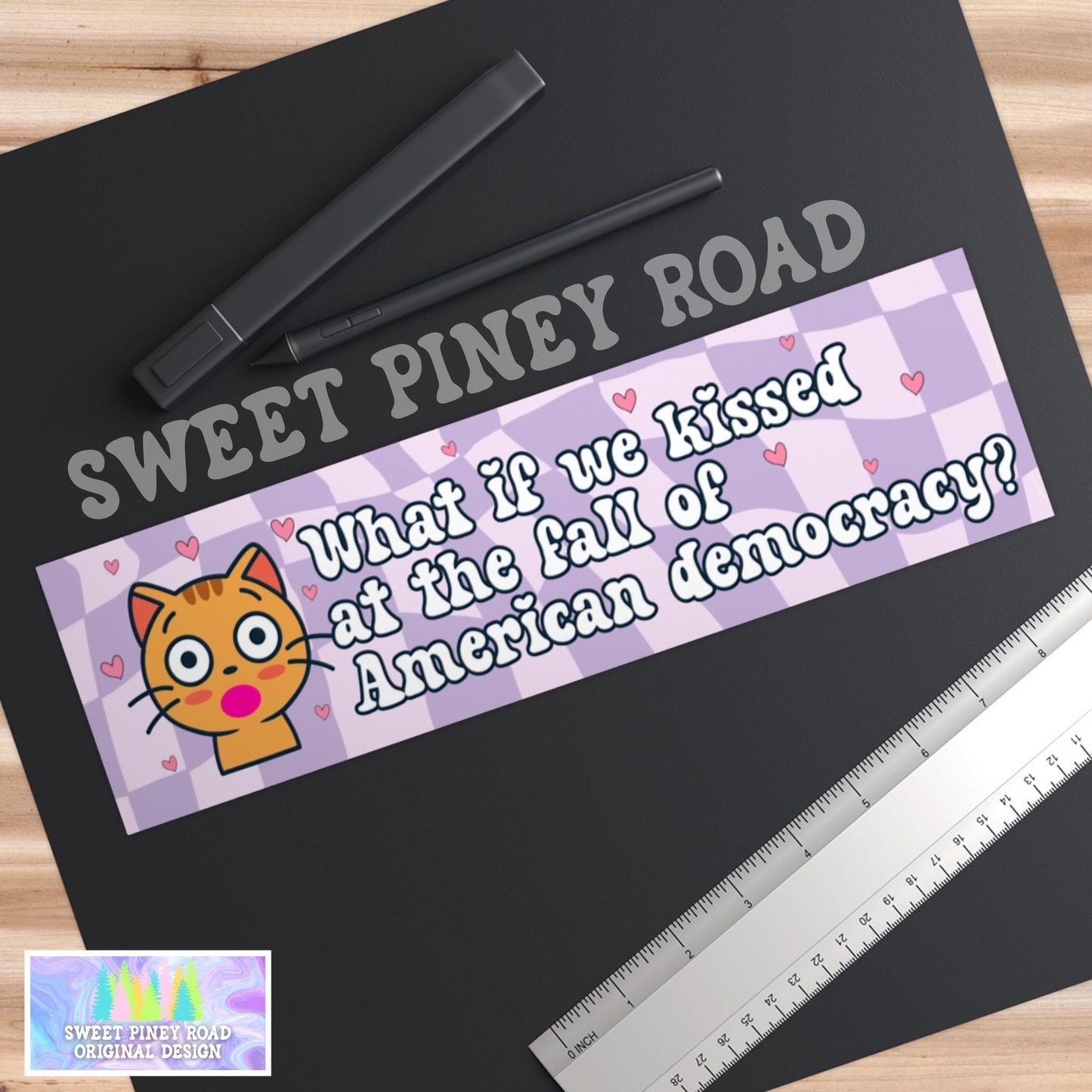 American Democracy Anti Trump Sticker/Car Magnet, Subtle 8647 Girly Political Gift, Liberal Leftist Feminist, Social Justice, Human Rights