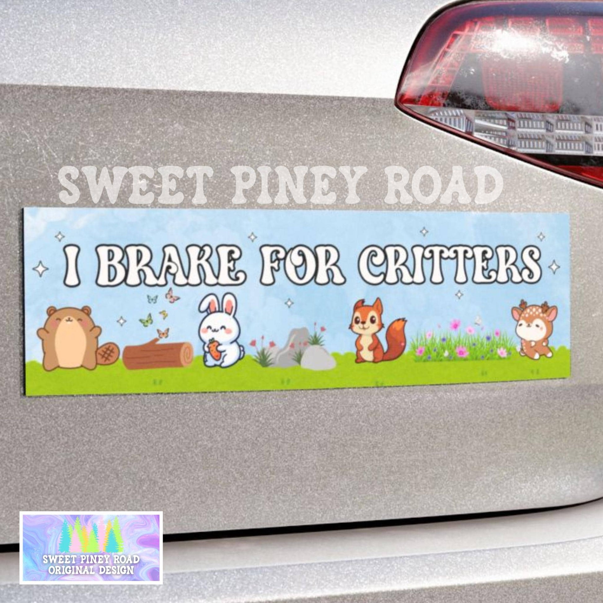 I Brake For Critters Car Magnet/Bumper Sticker, Animal Lover Gift, Waterproof Vinyl Stickers, Perfect for Cars and Windows, Cute Animals
