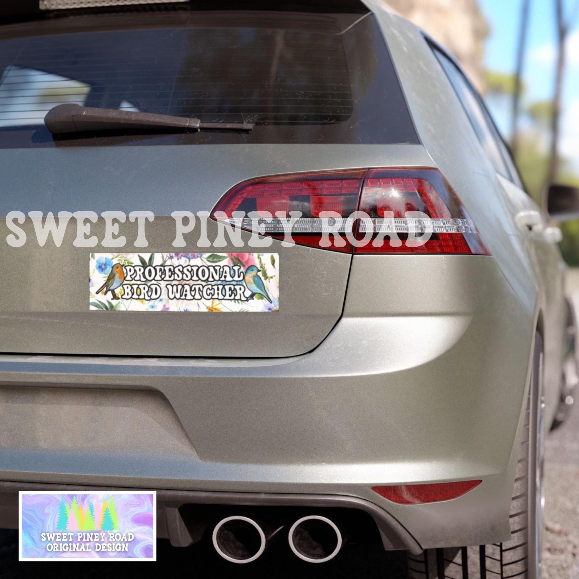 Professional Bird Watcher Car Magnet, Bird Watching Bumper Sticker, Bird Lover Gift for Friend, Cute Floral Flower Design Decal Critter Love
