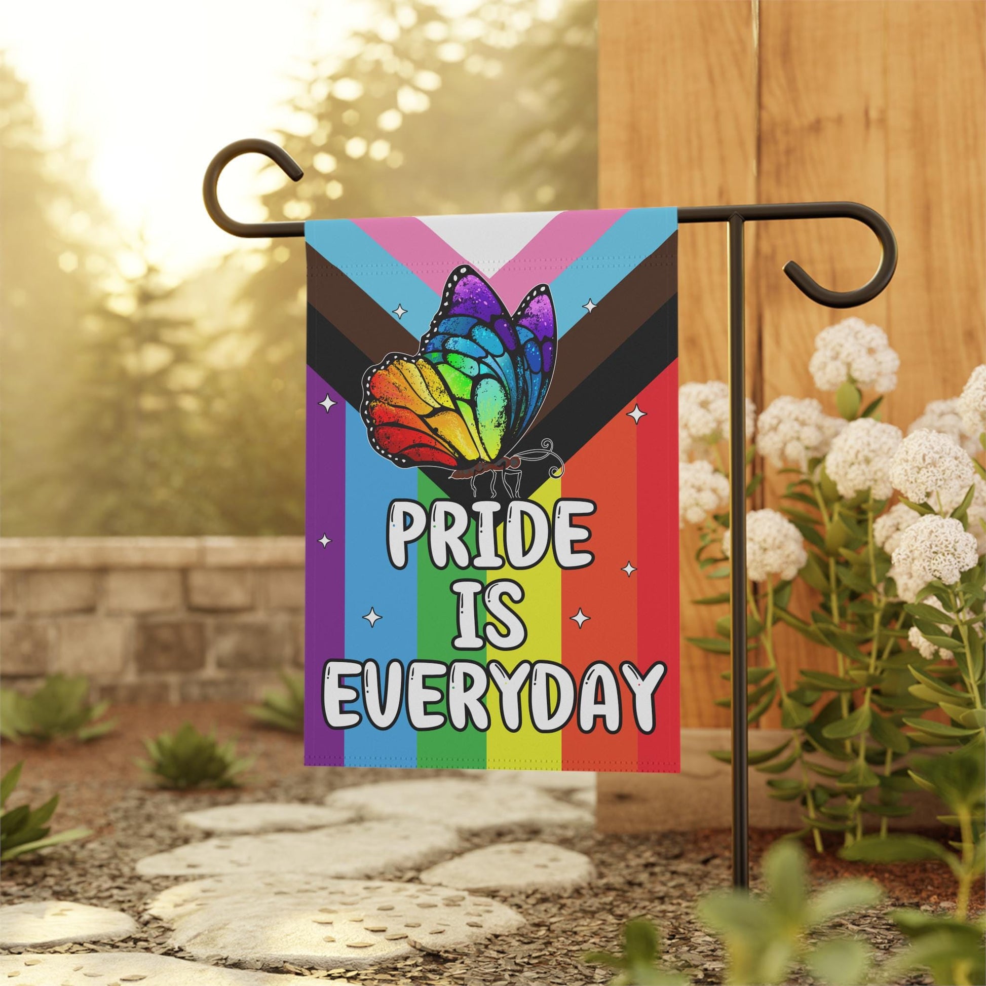 Gay Pride Is Everyday Yard Flag, Rainbow LGBTQIA+ Garden Sign, Outdoor Garden Decor Trans Rights, Cute Home Decor Butterfly Queer Pride Gift