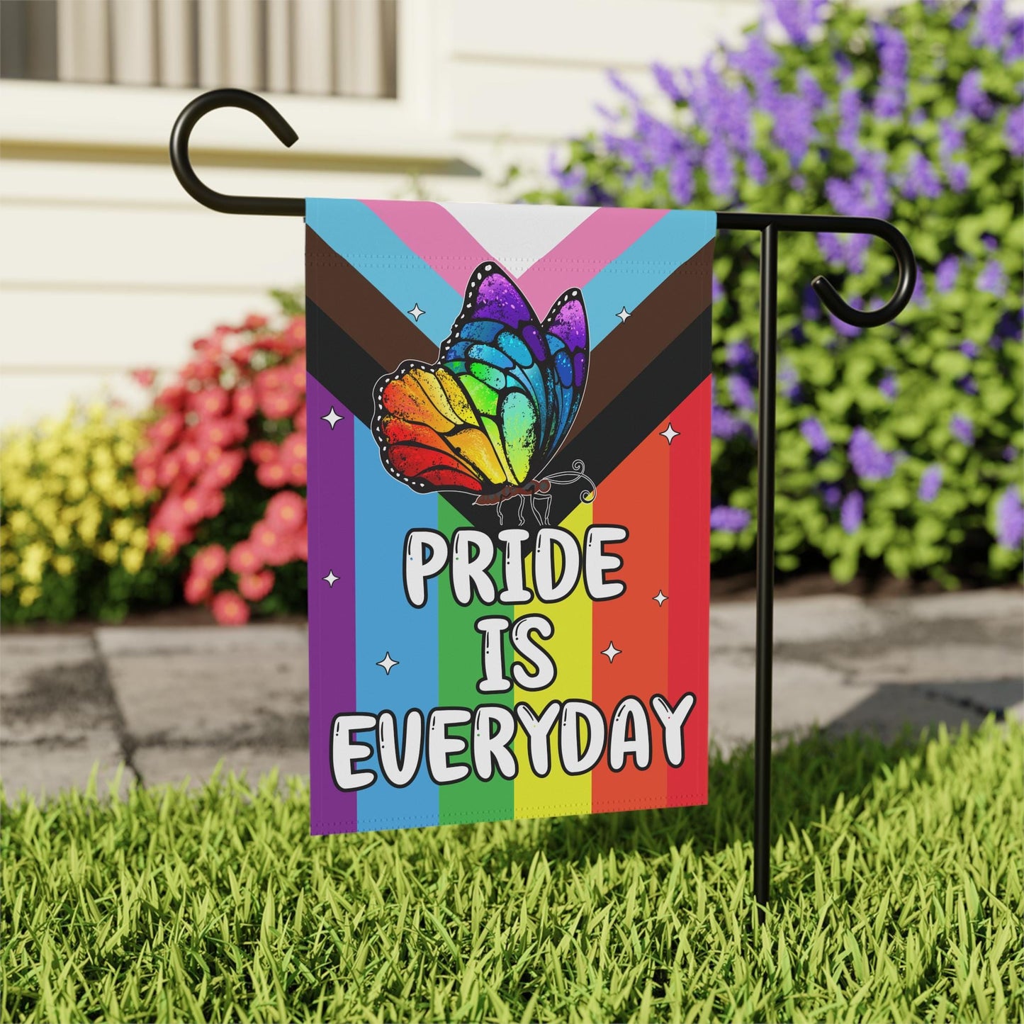 Gay Pride Is Everyday Yard Flag, Rainbow LGBTQIA+ Garden Sign, Outdoor Garden Decor Trans Rights, Cute Home Decor Butterfly Queer Pride Gift