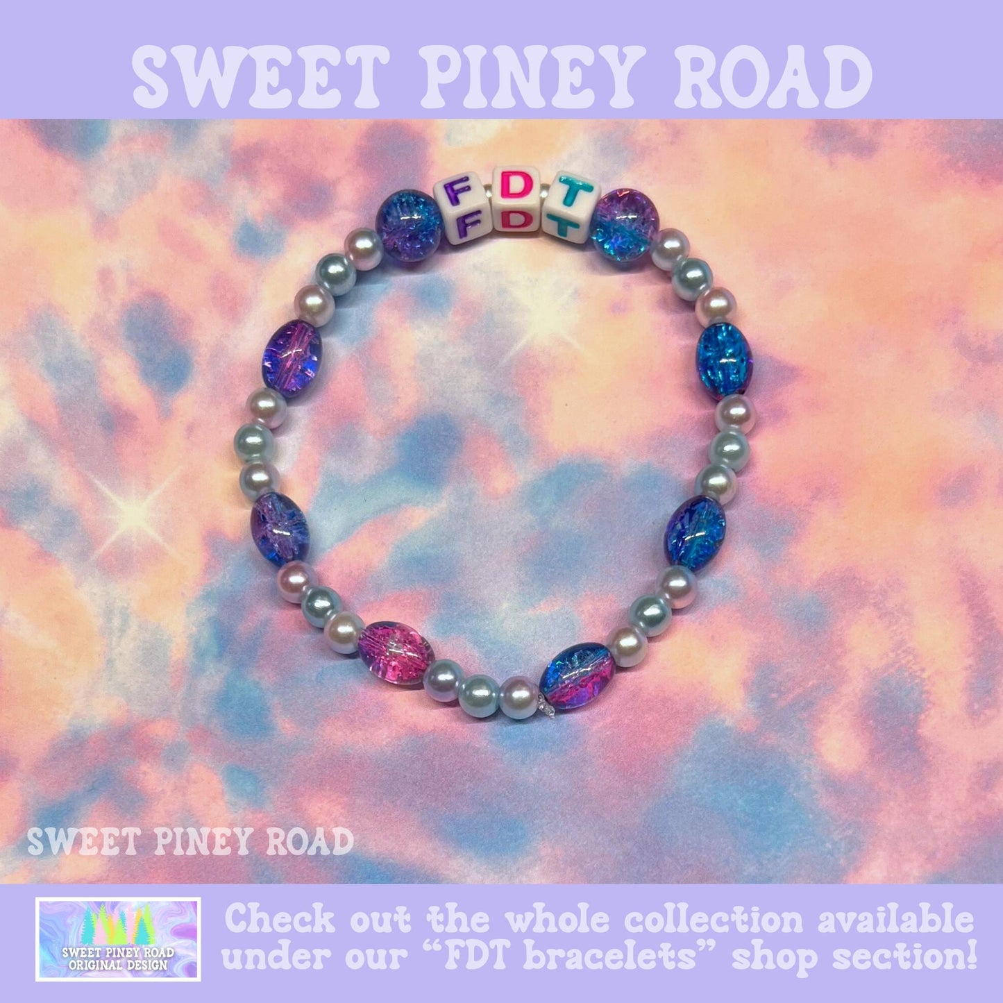 Pastel Pearl FDT Bracelet - Fuck Donald Trump Equality Jewelry, Liberal Democrat Anti Maga, Ally Feminist Gift for Her Accessory, Cute Girly
