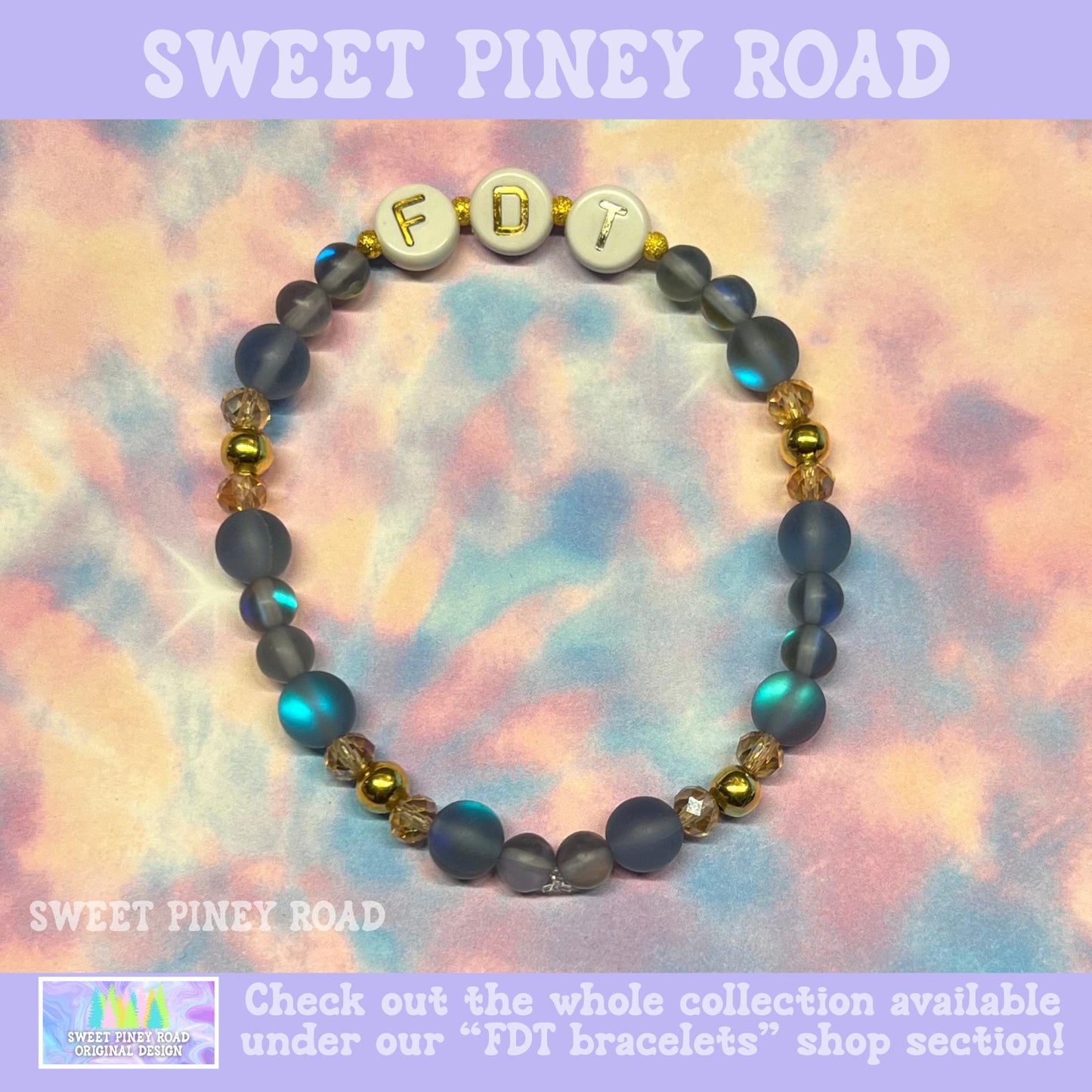 Gold Blue FDT Bracelet - Fuck Donald Trump Equality Jewelry, Liberal Democrat Anti Maga, Ally Feminist Gift for Her Accessory, Cute Girly