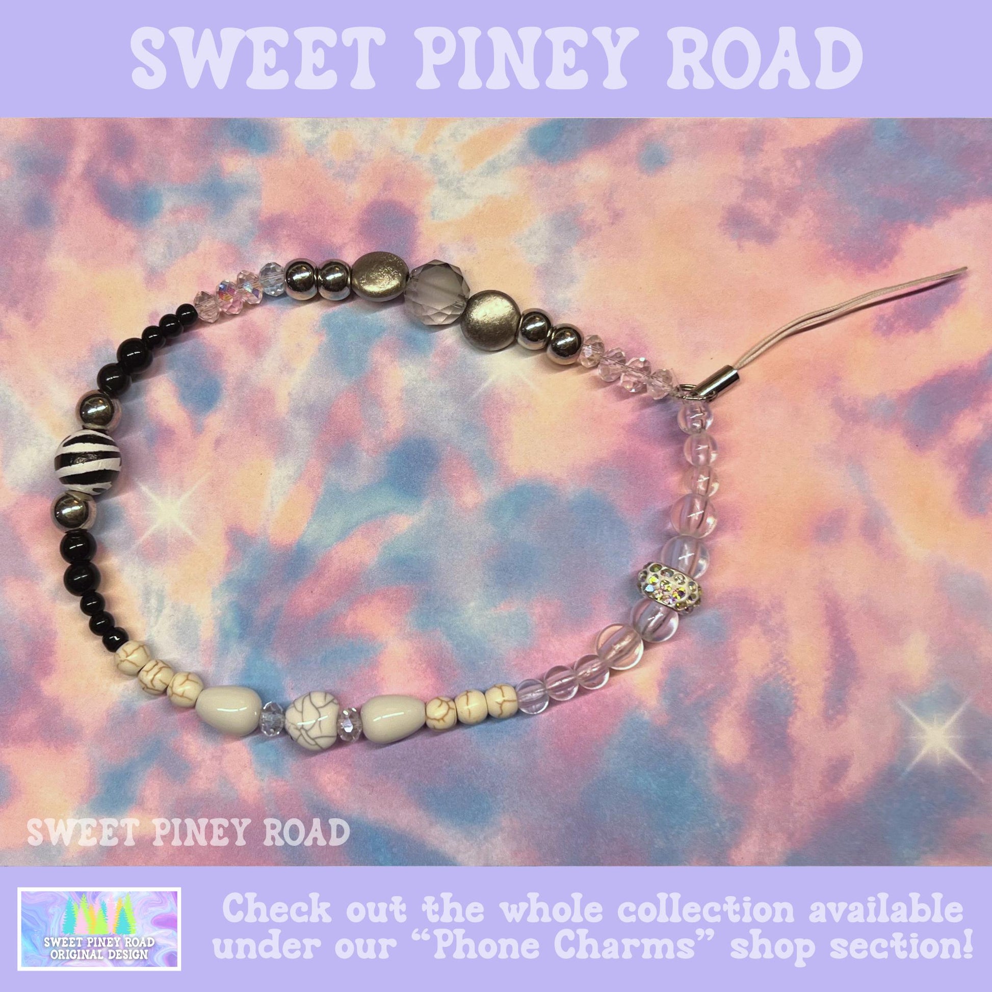 Phone Strap Zebra Black White, Universal Fit Wrist, Adorable Charm Beads, Hands-Free Wristlet Grip, Cute Y2K Vibes Straps Gift, Cell Lanyard