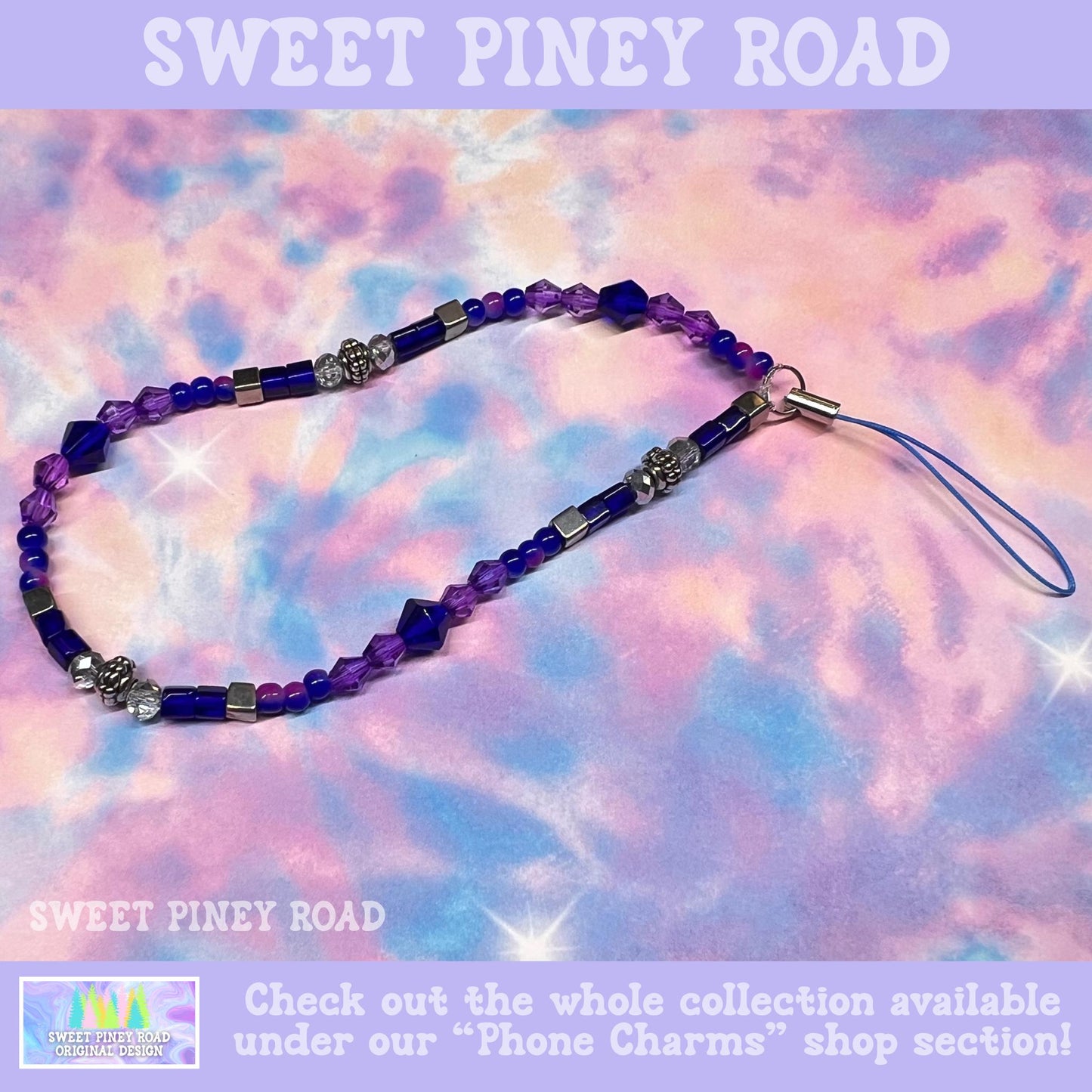 Phone Strap Purple Beads, Universal Fit Wrist, Adorable Charm Beads, Hands-Free Wristlet Grip, Cute Y2K Vibes Straps Gift, Cell Lanyard