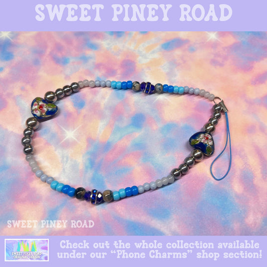 Phone Strap Blue Antique Beads, Universal Fit Wrist, Adorable Charm Bead, Hands-Free Wristlet Grip, Cute Y2K Vibes Straps Gift, Cell Lanyard