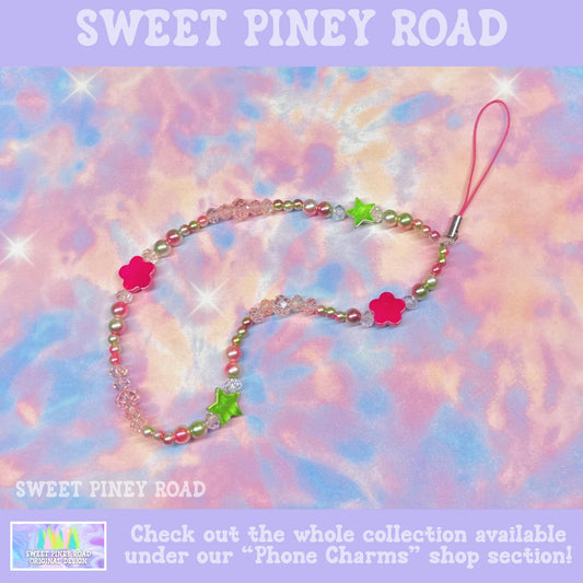 Phone Strap Flower Stars Beads, Universal Fit Wrist, Adorable Charm Bead, Hands-Free Wristlet Grip, Cute Y2K Vibes Straps Gift, Cell Lanyard