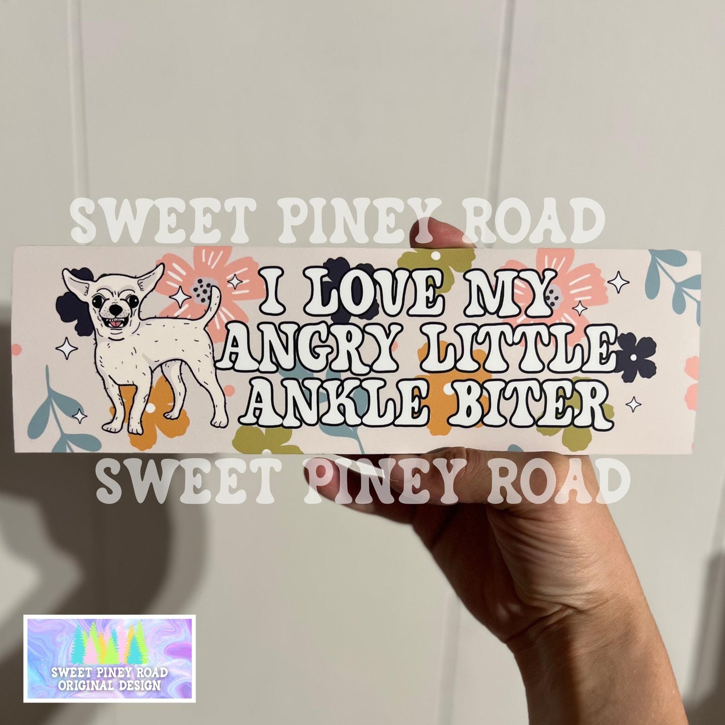 I Love My Angry Little Ankle Biter Car Magnet, Chihuahua Lover Bumper Sticker, Cute Puppy Gift For Friend, Dog Love Accessory, Humor Joke